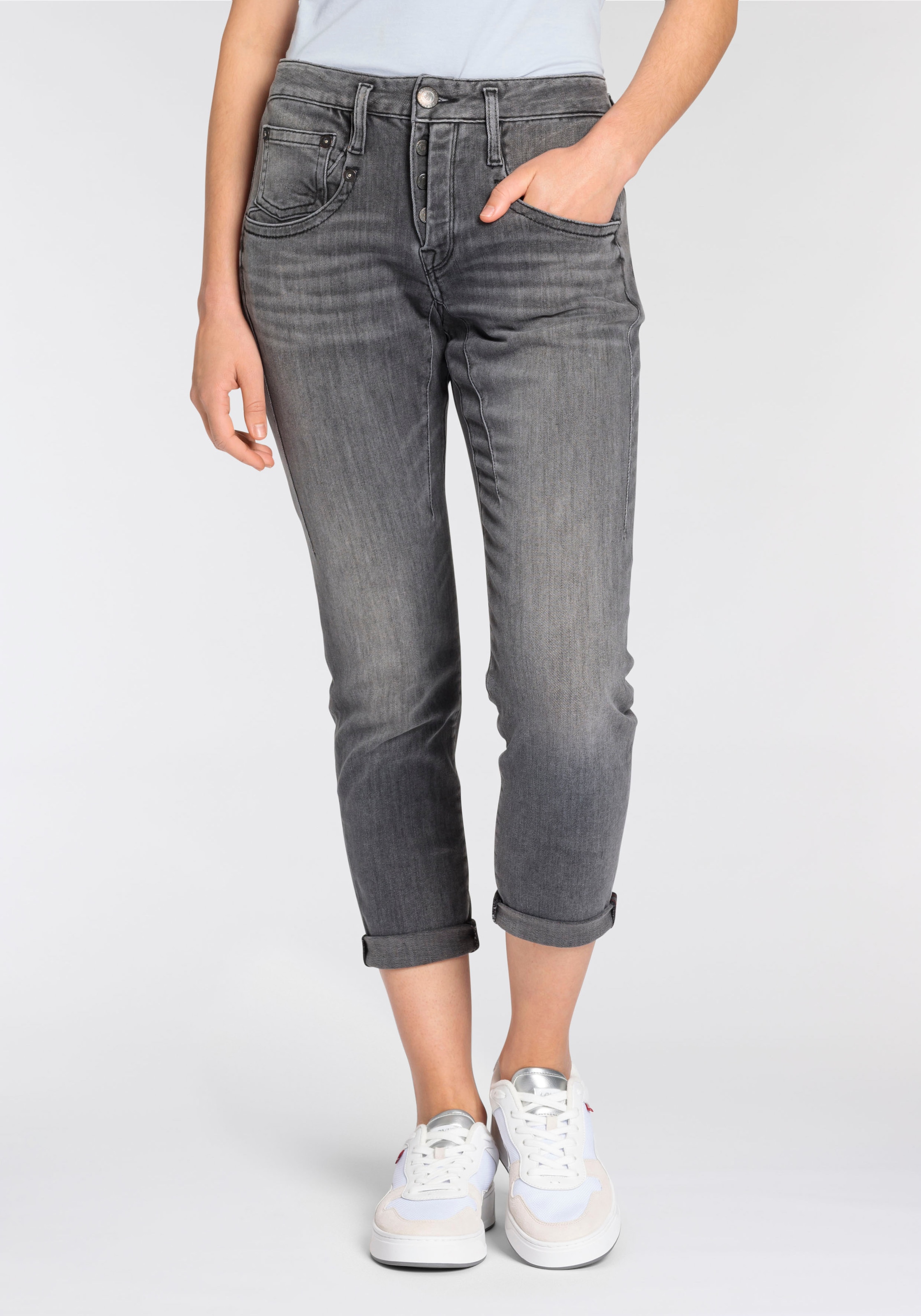 Herrlicher 5-Pocket-Jeans "Shyra Cropped Denim Black Light"