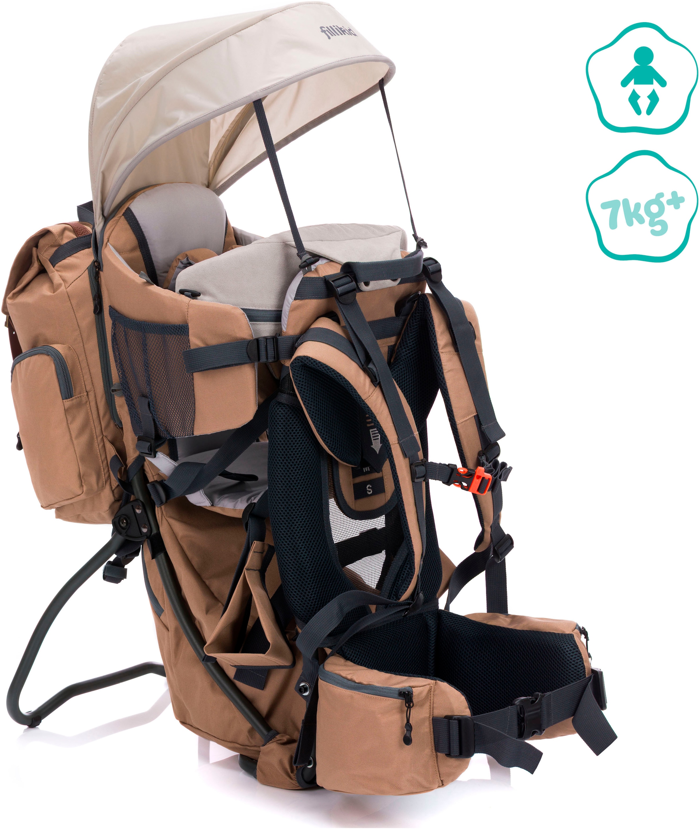 FILLIKID Baby Rückentrage "Adventure", beige, Polyester, Babytragen