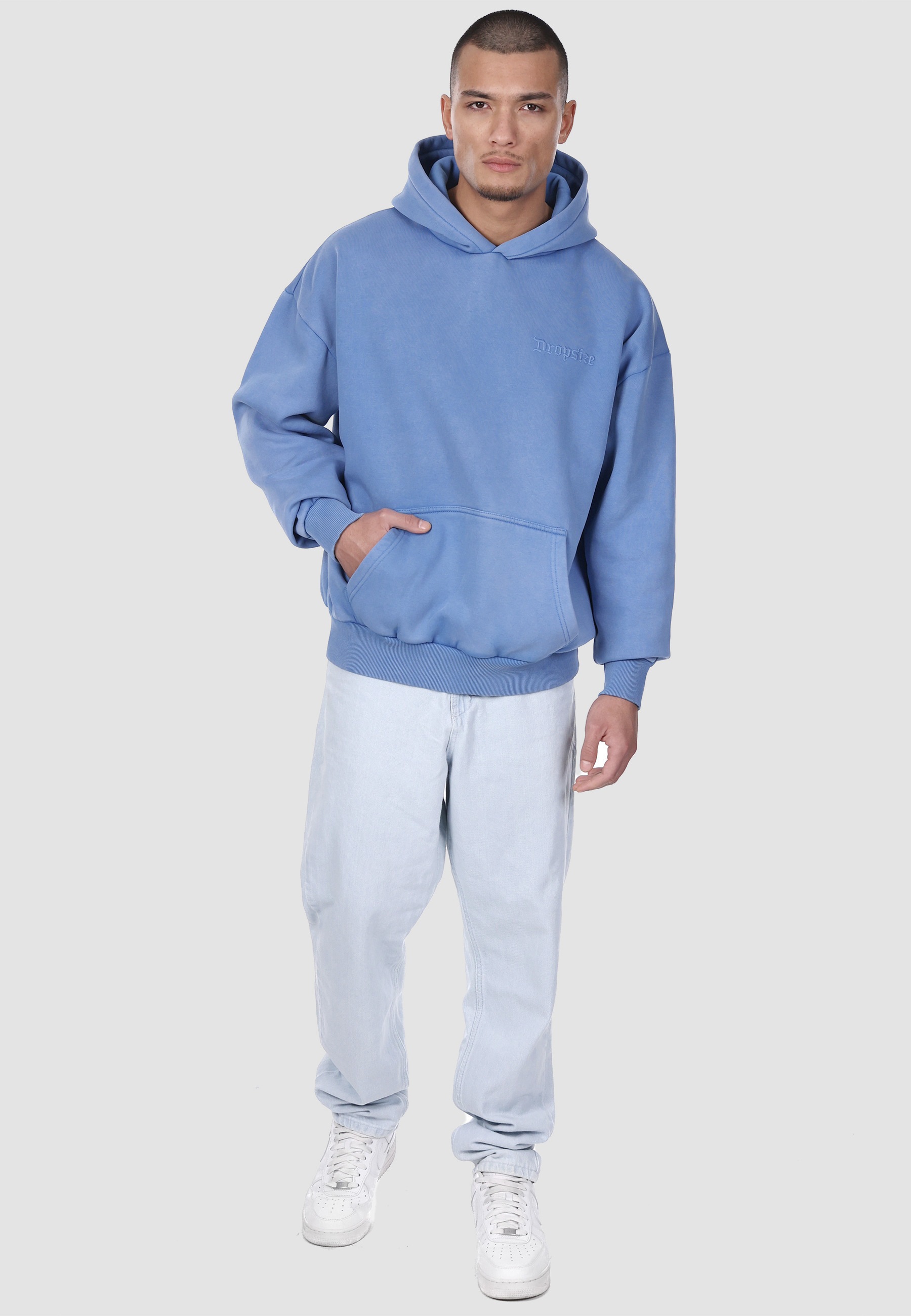 Dropsize Heavy Oversize Embo Hoodie Blau Gr. S 7
