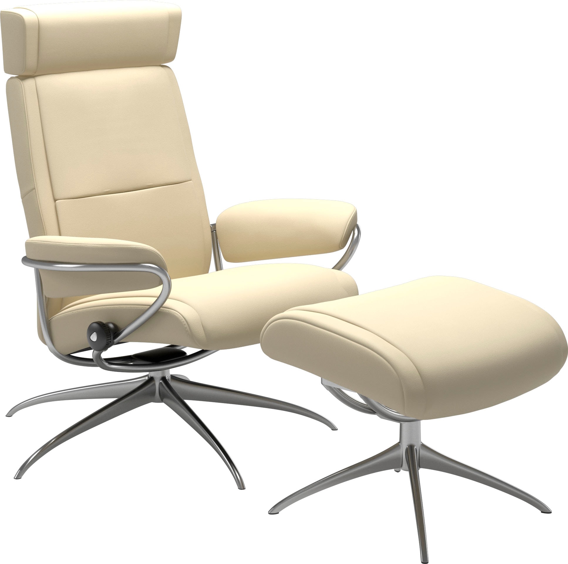 Stressless Relaxsessel "Paris", (Set, Relaxsessel mit Hocker), mit Hocker, Low Back mit Kopfstütze, mit Star Base, Geste