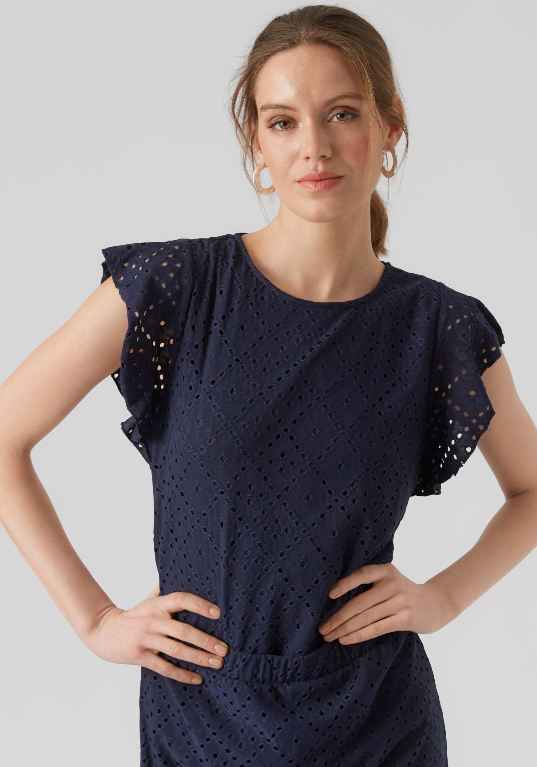 Vero Moda Rundhalsshirt "VMTASSA SL FRILL TOP NOOS" günstig online kaufen