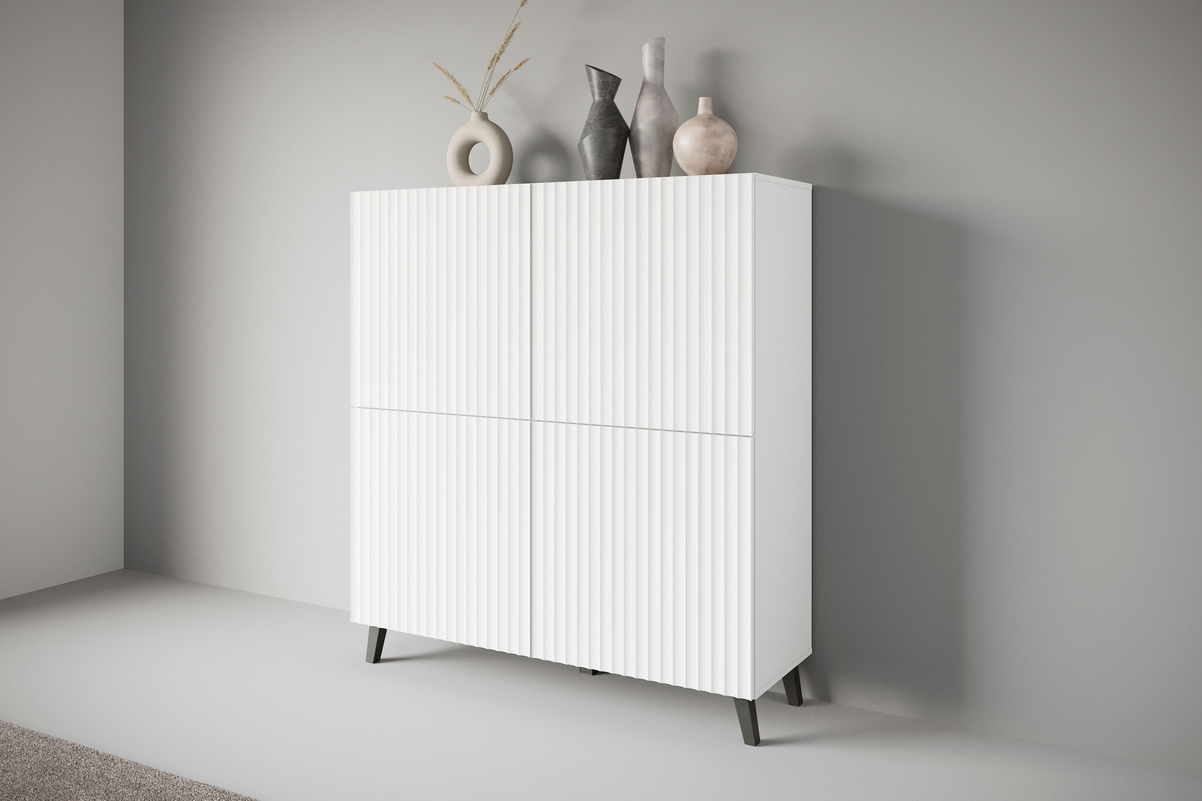 Highboard »PHUKET«, (1 St.), moderne, grifflose Kommode mit 4 Türen und 8 Fächern,...