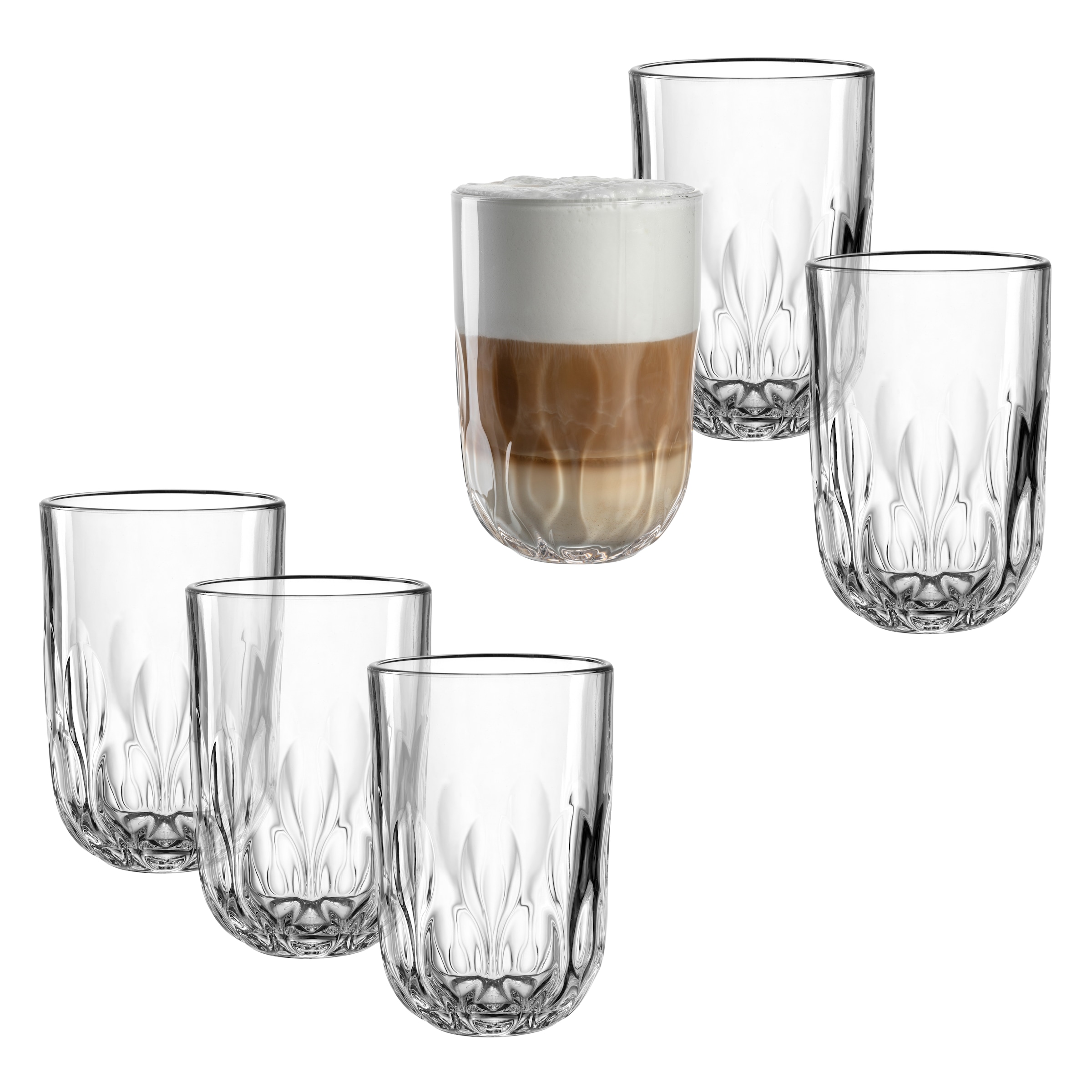 LEONARDO Latte-Macchiato-Glas "GOCCE, 380 ml, 6er-Set" 3. Variante, mit Tro günstig online kaufen