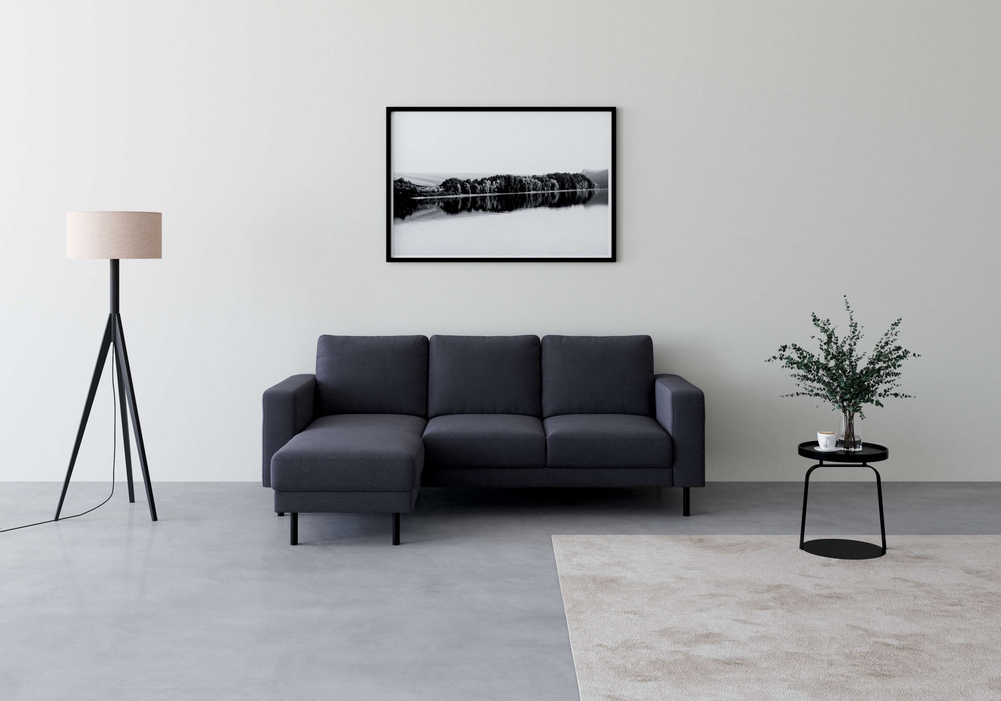 INOSIGN Ecksofa "Barrett", mit schwarzen Metallfüßen, mit losen Rückenkisse günstig online kaufen