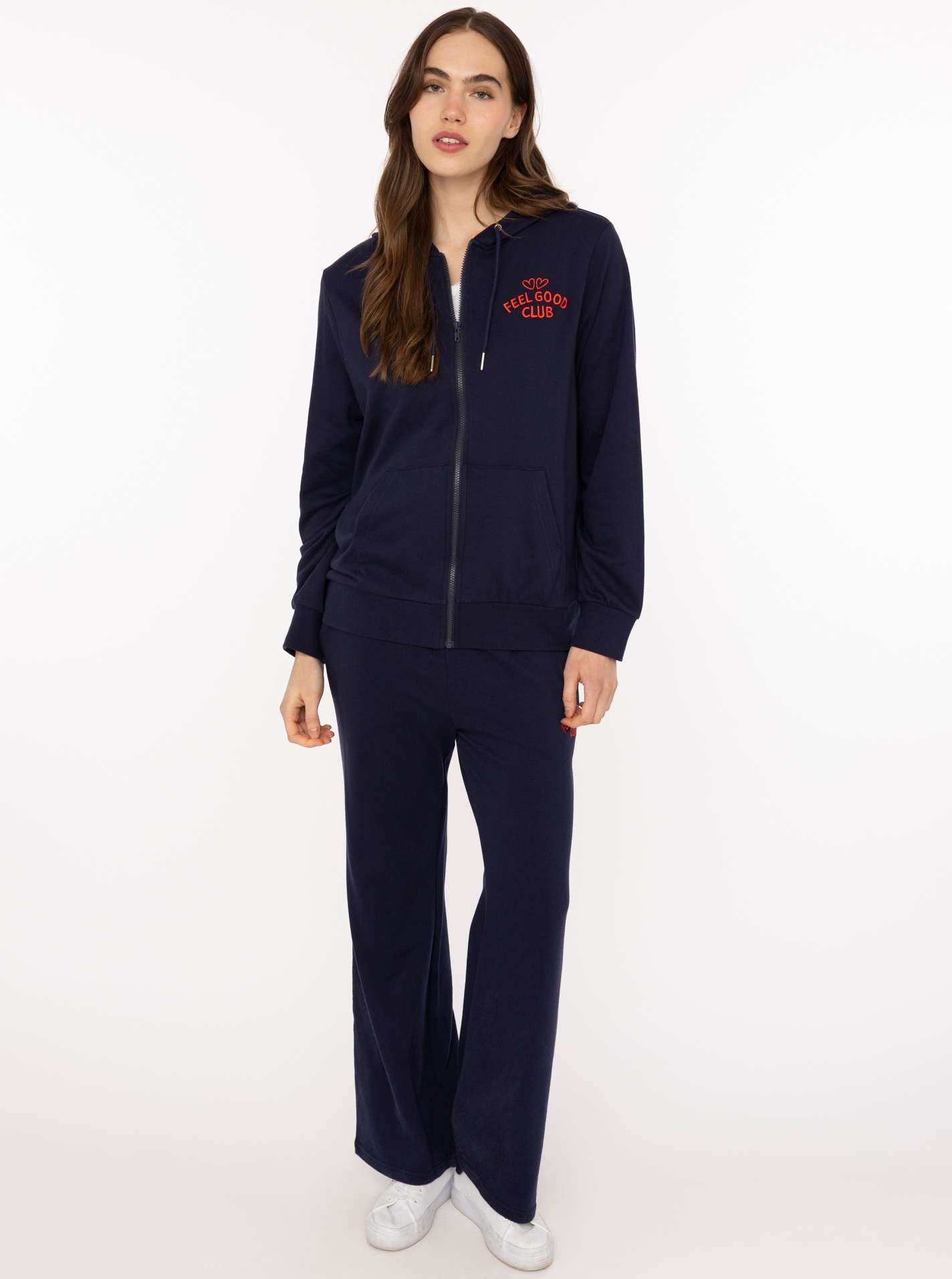 Zwillingsherz Kapuzensweatjacke »"Feel Good Club"« Kapuze, zum Binden, Taschen, kleine Stickerei vorne