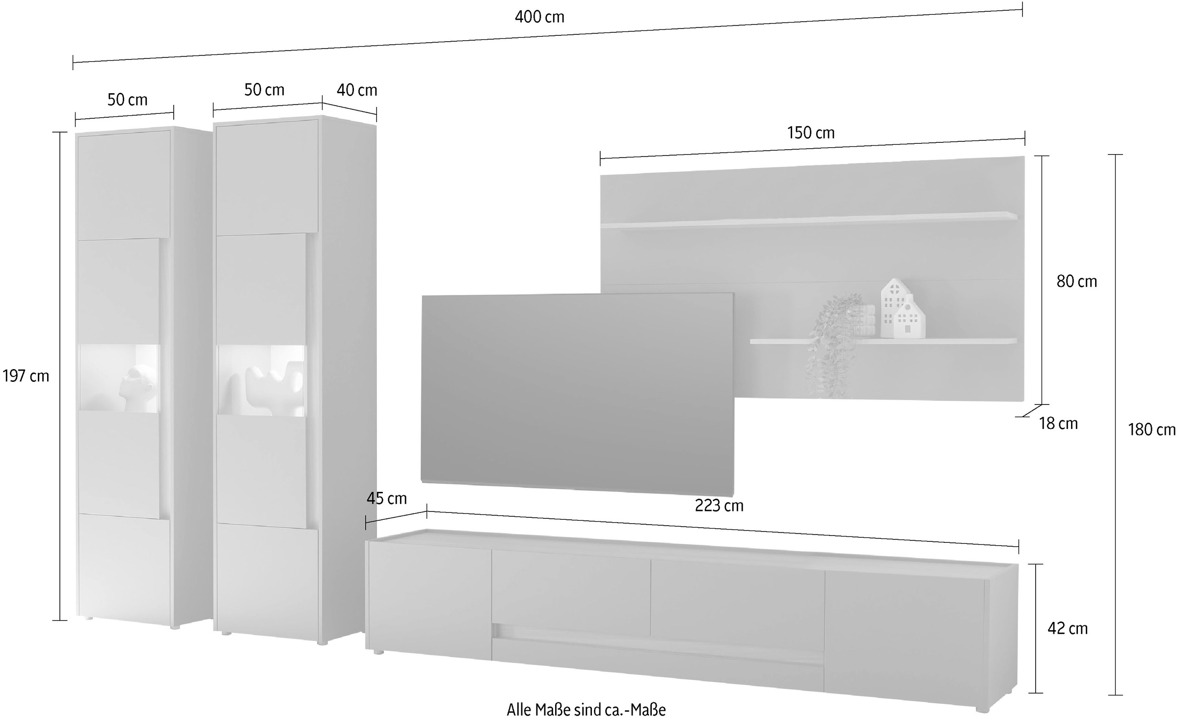 Home affaire Wohnwand »City/Giron, moderne Anbauwand, Komplettset in vielen Farben verfügbar« Set, 4 Stk. tlg.
