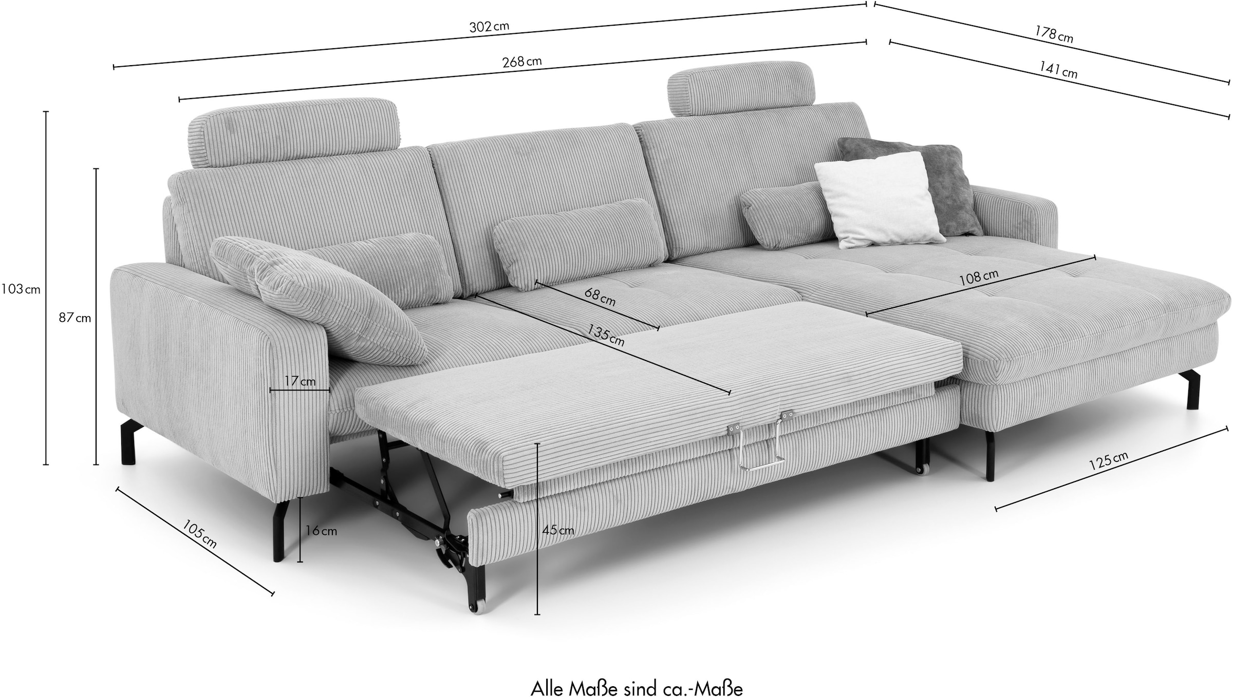 Die PlanBar Ecksofa »MP-IN20110 L-Form mit Kaltschaum-Polsterung«, optional mit Funktionen erhältlich
