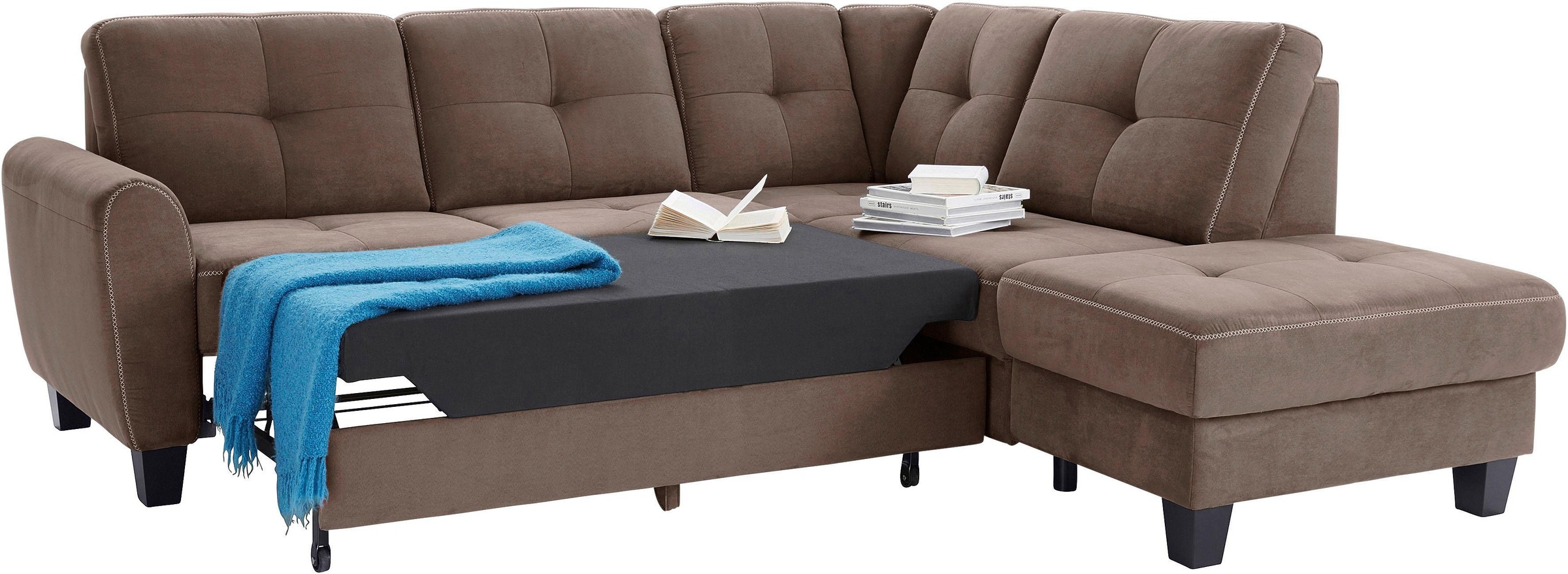 sit&more Ecksofa »Varese L-Form«, mit Federkern, wahlweise mit Bettfunktion und Stauraum