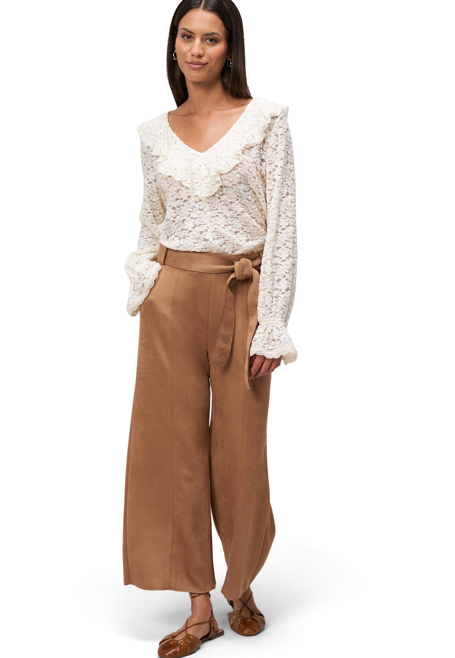 Zero Stoffhose »zero Damen Hose in Wildlederoptik 26 Inch«, Gürtel