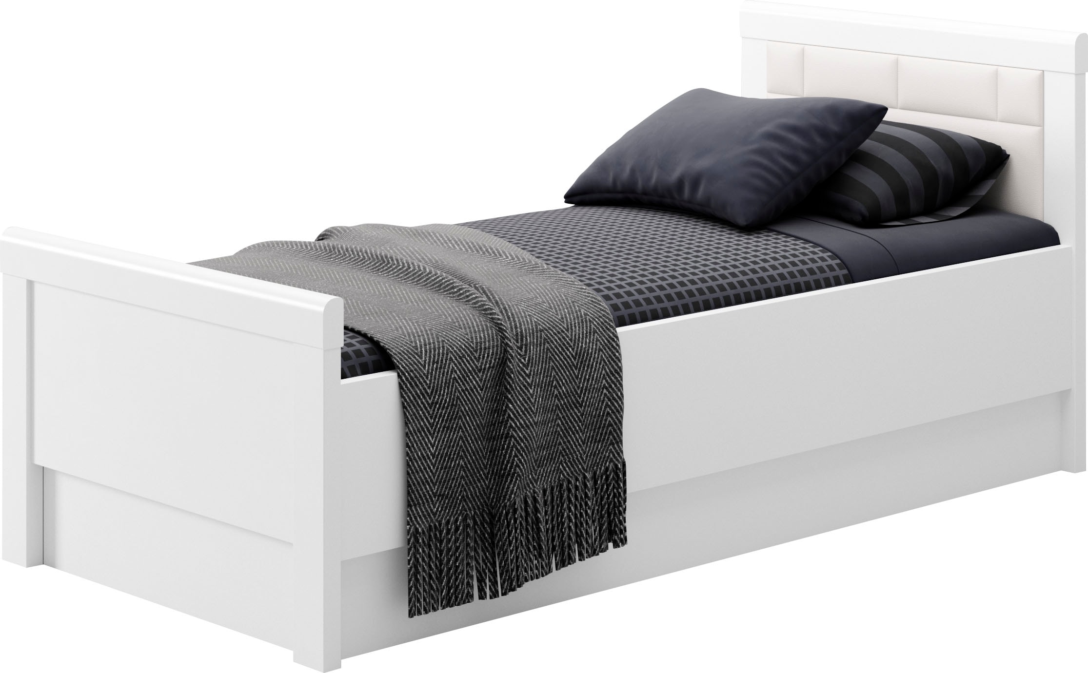 priess Einzelbett "Arnsberg Komfortbett mit flexibel höhenverstellbarer Liegefläche" gepolstertes Kopfteil, Made in Germany mit Blauem Engel und Goldenem M