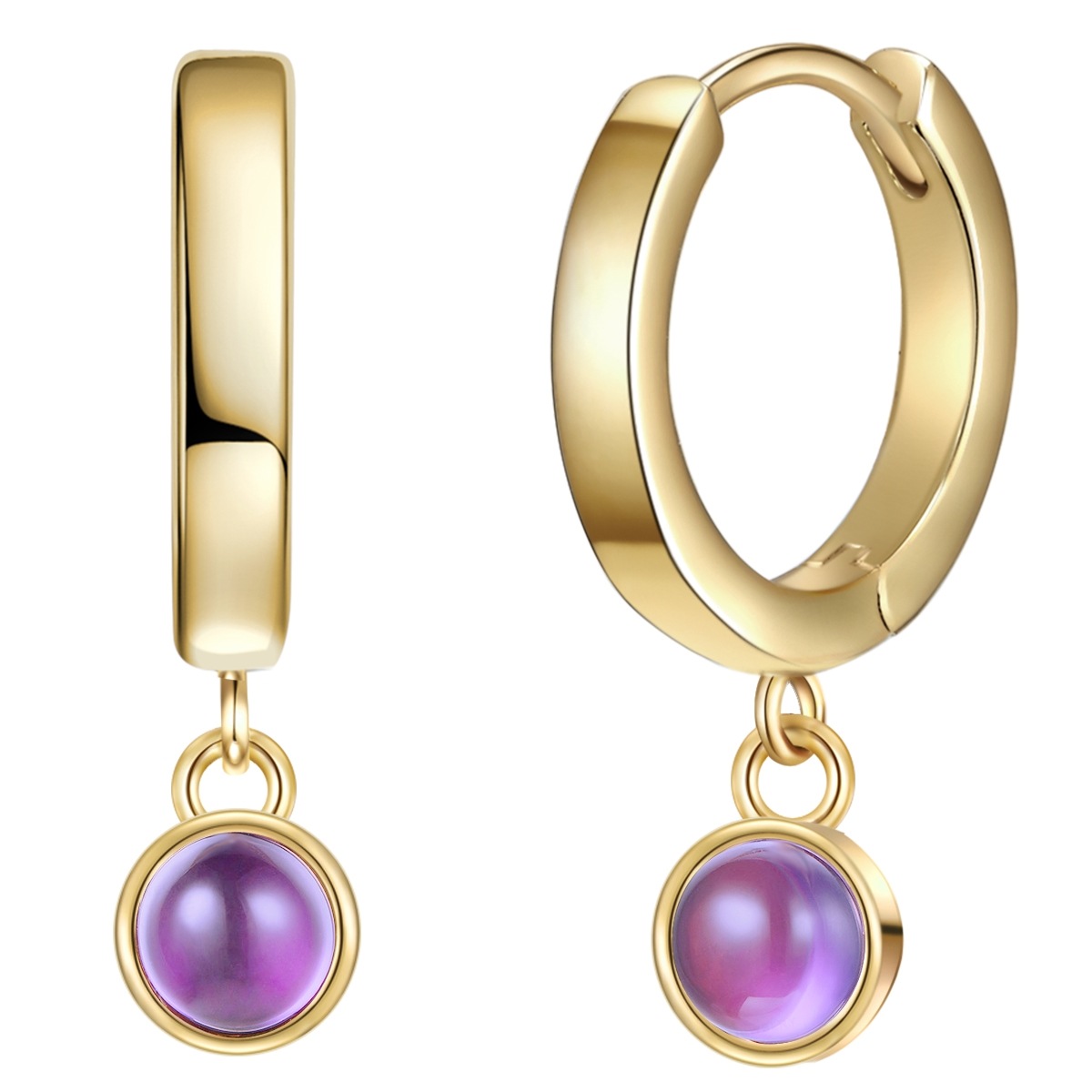 Damen Paar Creolen "Set: GSM770", 16,6,mit Steinen, Glasgelbgold, lila, GLANZSTÜCKE MÜNCHEN, Glas, Ohrringe, aus Sterling Silber