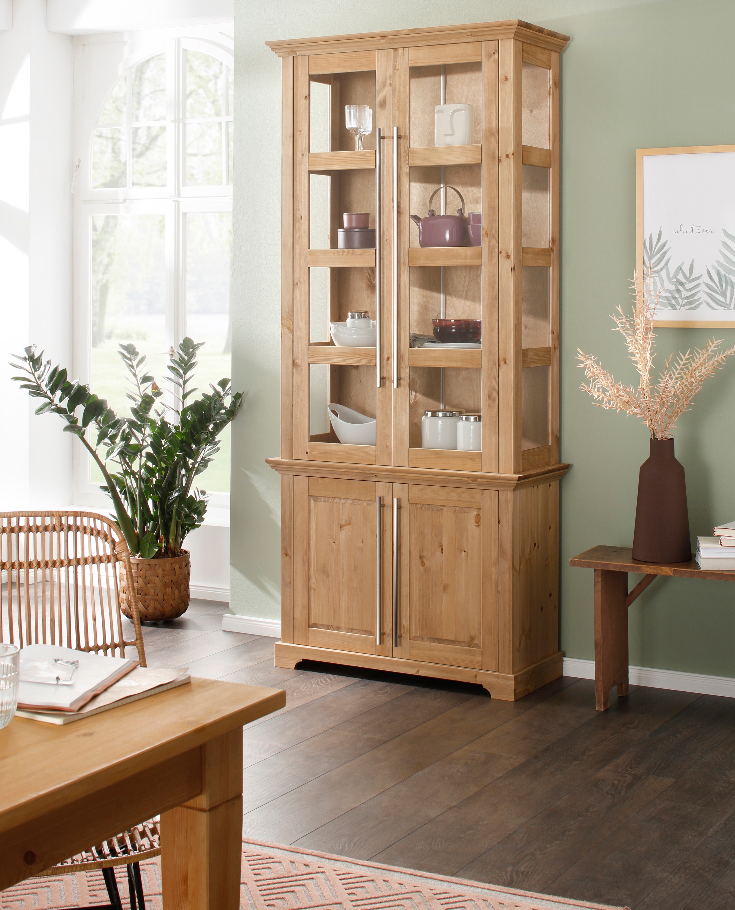 Home affaire Vitrine "Meliss" aus massiver Kiefer, FSC zertifiziert, Breite günstig online kaufen