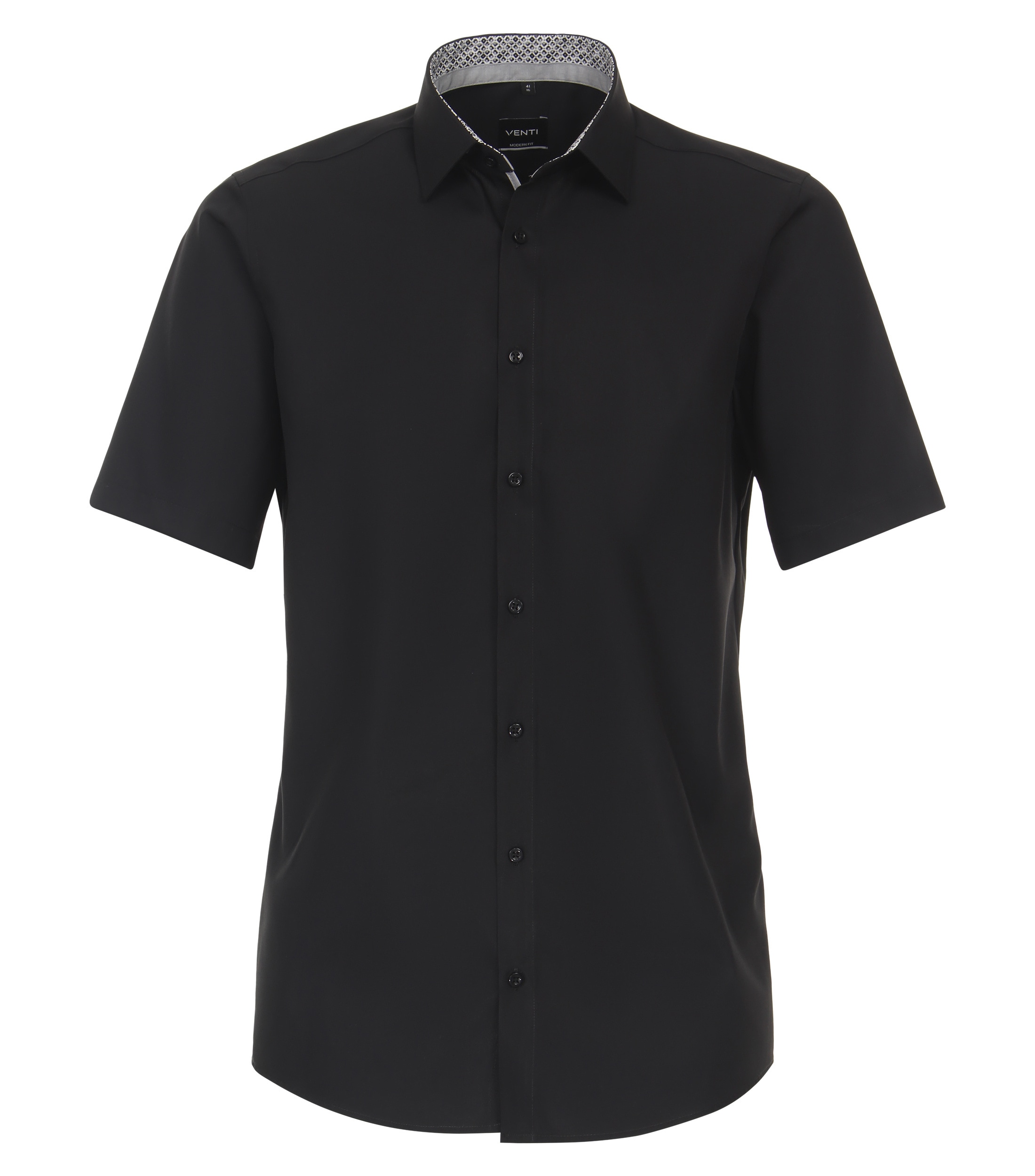 VENTI Businesshemd Kurzarm uni Schwarz 41 8
