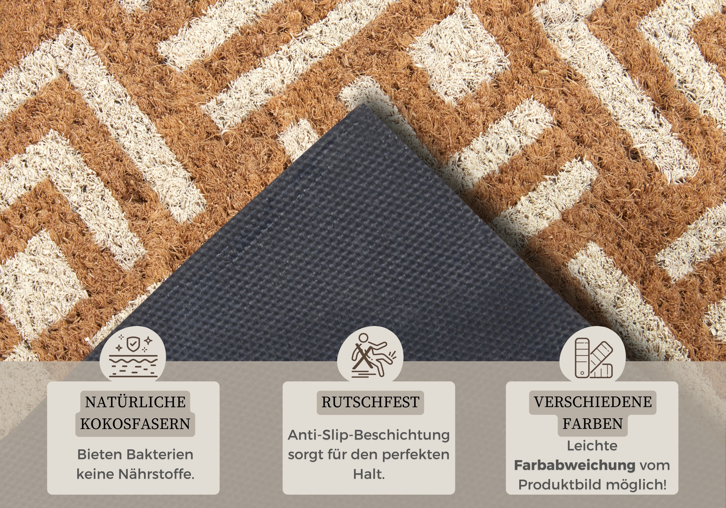 Thumbnail - HANSE Home Fußmatte "Mix Mats Kokos Hello Geometric, Türmatte", rechteckig, 15 mm Höhe, Kokos, Schmutzfangmatte, Outdoor...