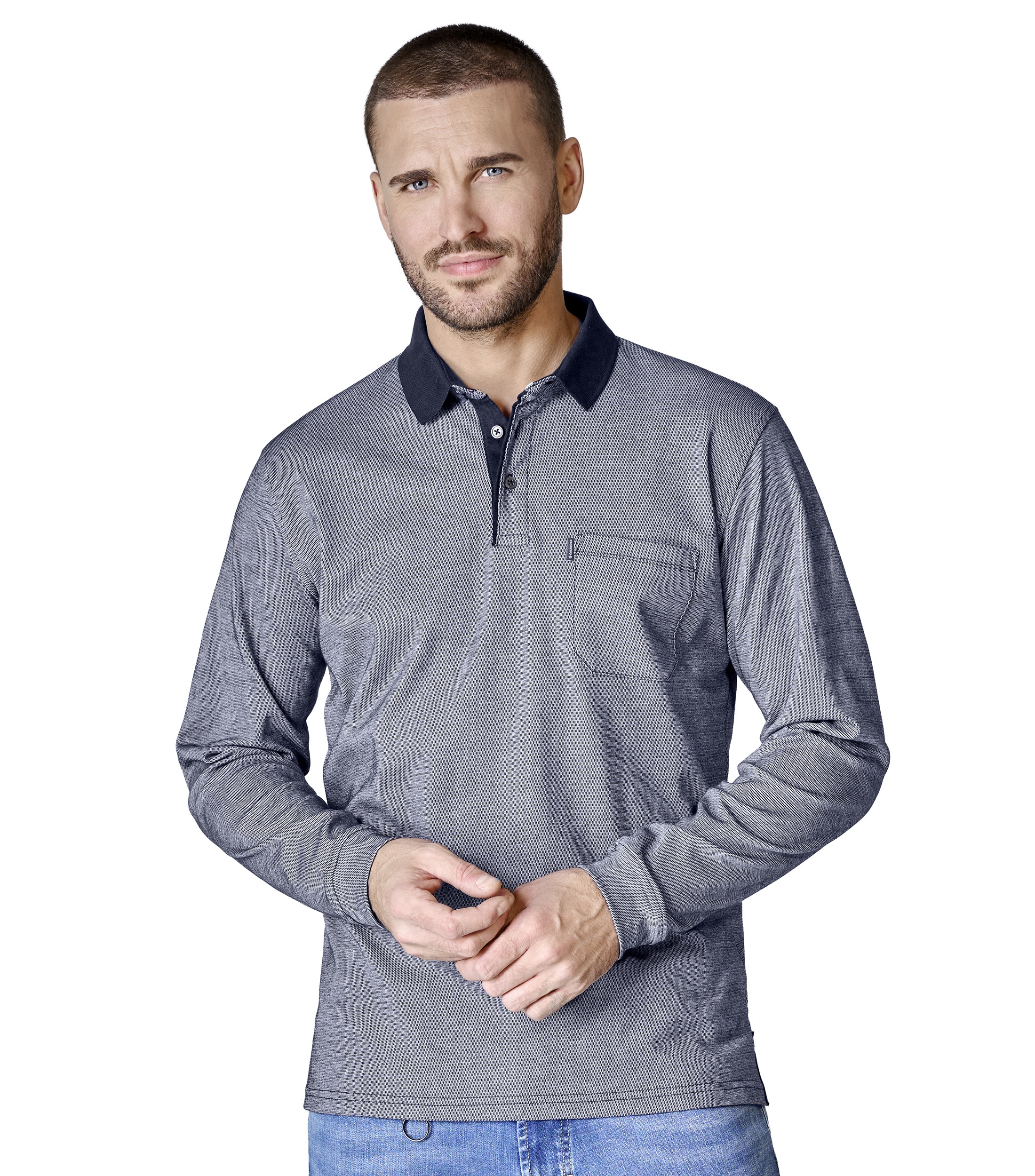 CASAMODA "CASAMODA Polo-Shirt Langarm uni"