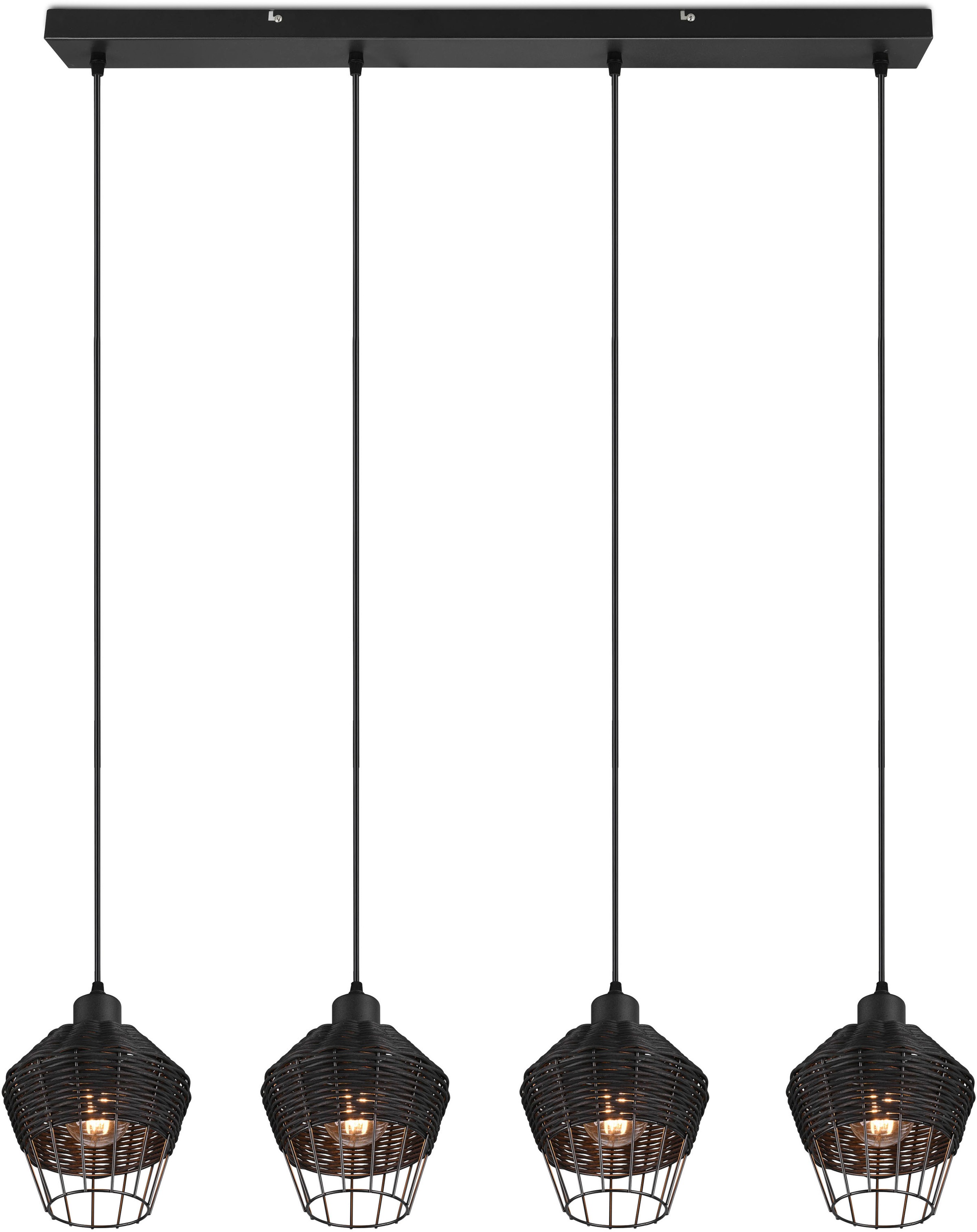 TRIO Leuchten Pendelleuchte »Borka«, 4-flammig max BAUR Boho 4 flammig-flammig, E27 aus höhenverstellbar Rattan exkl | 40W Hängelampe