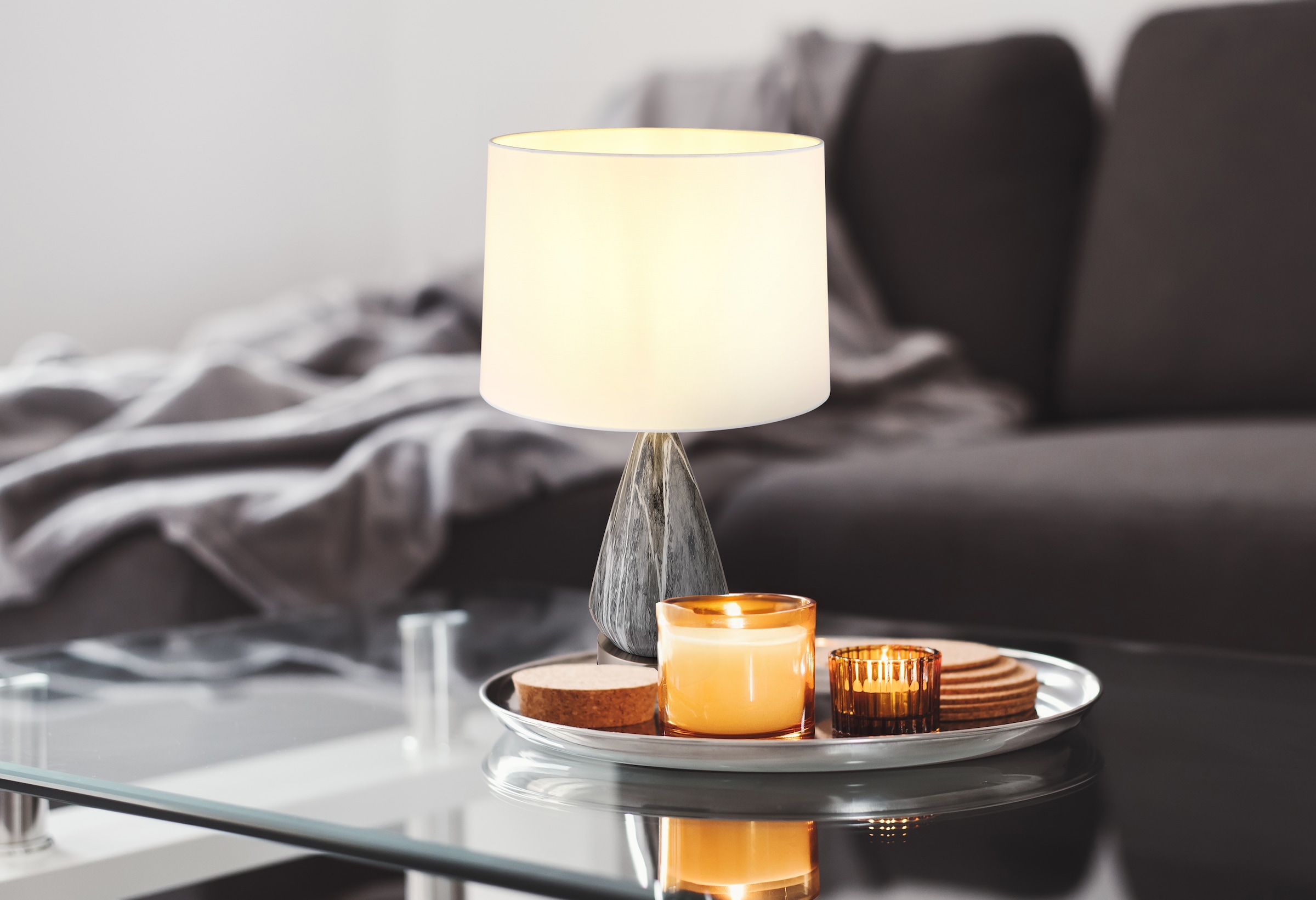 GLOBO LIGHTING Tischleuchte »KISA« E27 1 Stk. Tischlampe Nachttischlampe Deko-Tischleuchte Schlafzimmer