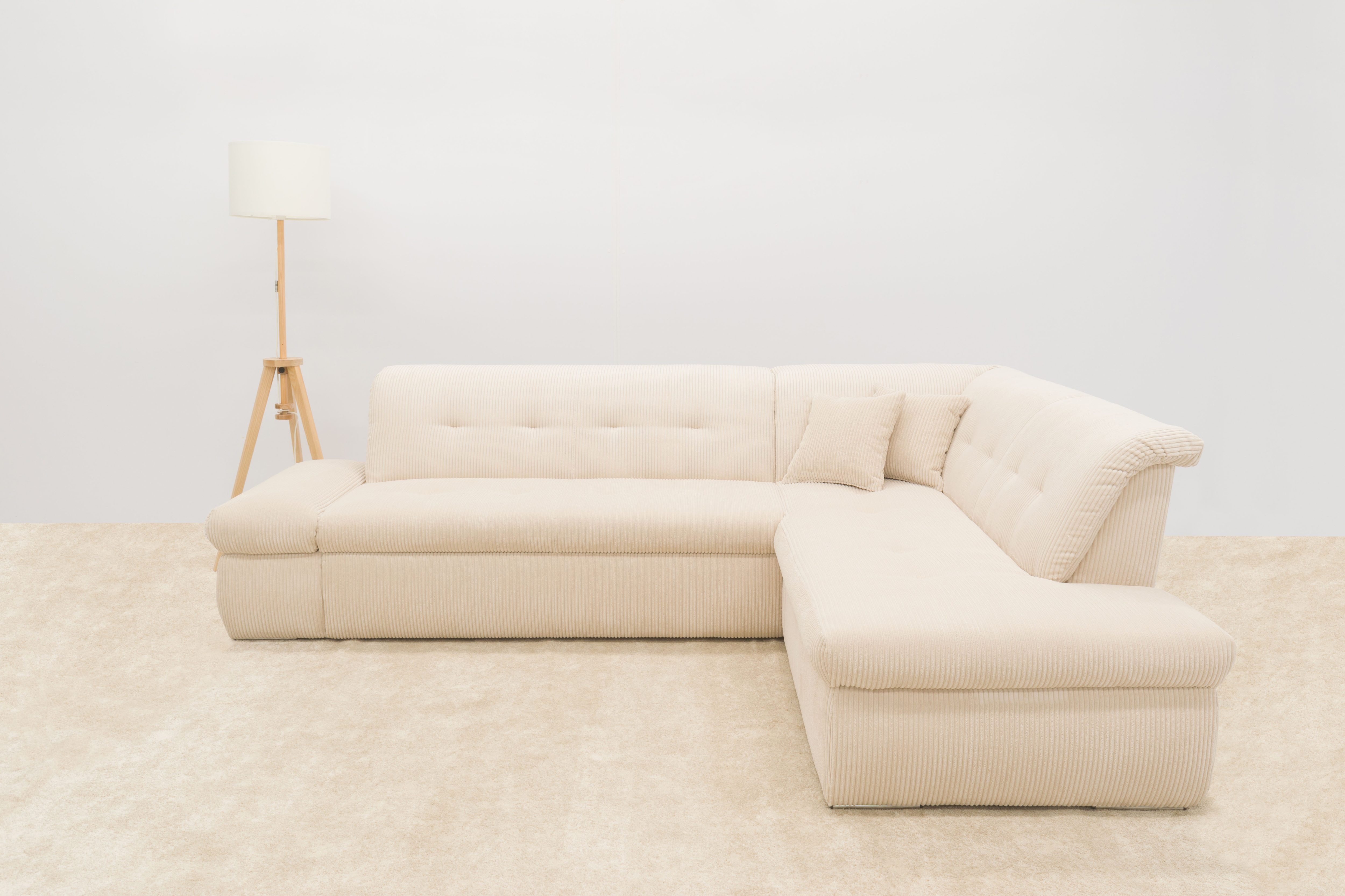 DOMO collection Ecksofa "MORIC 273x216 cm, L-Form, auch in Cord" wahlweise mit Bettfunktion und Armlehnenverstellung, auch in Cord