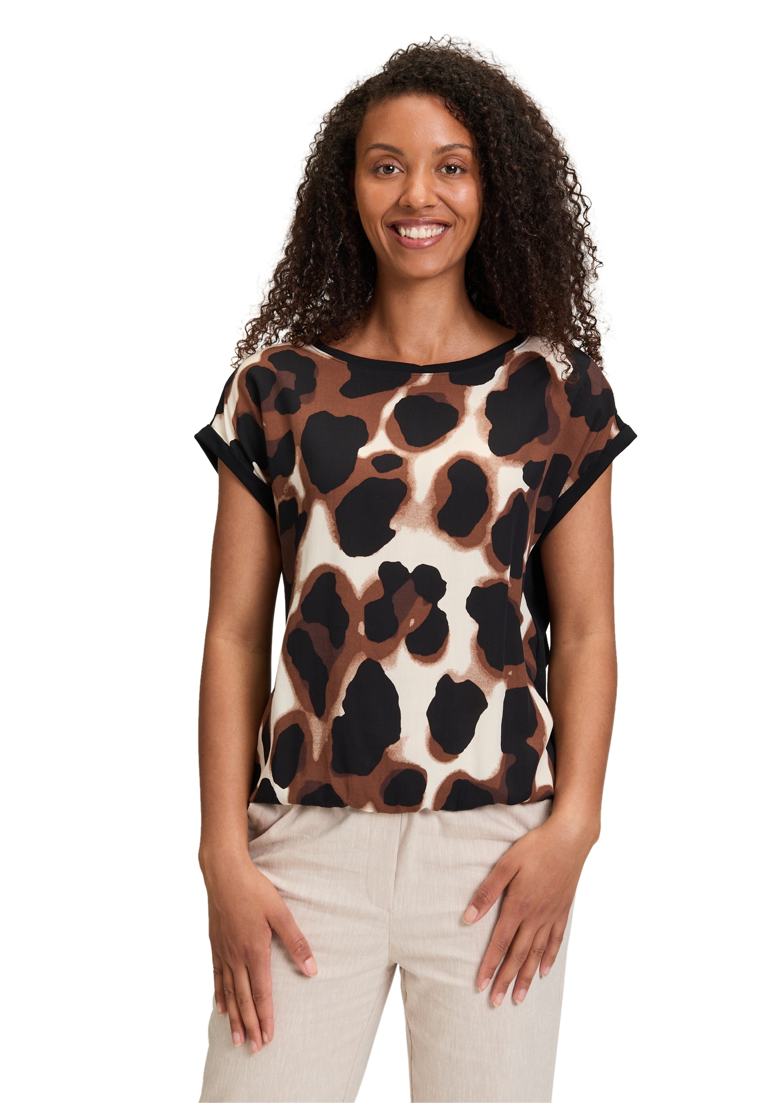 Betty&Co Kurzarmshirt "Damen mit Print" 1 Stk. tlg. Materialmix günstig online kaufen