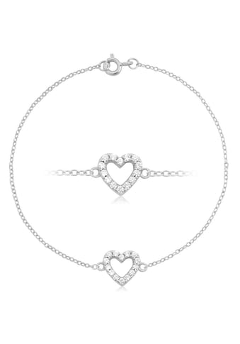 Firetti Silberarmband »Glänzendes Herz, rhodiniert und massiv«, mit Zirkonia, Made in... kaufen