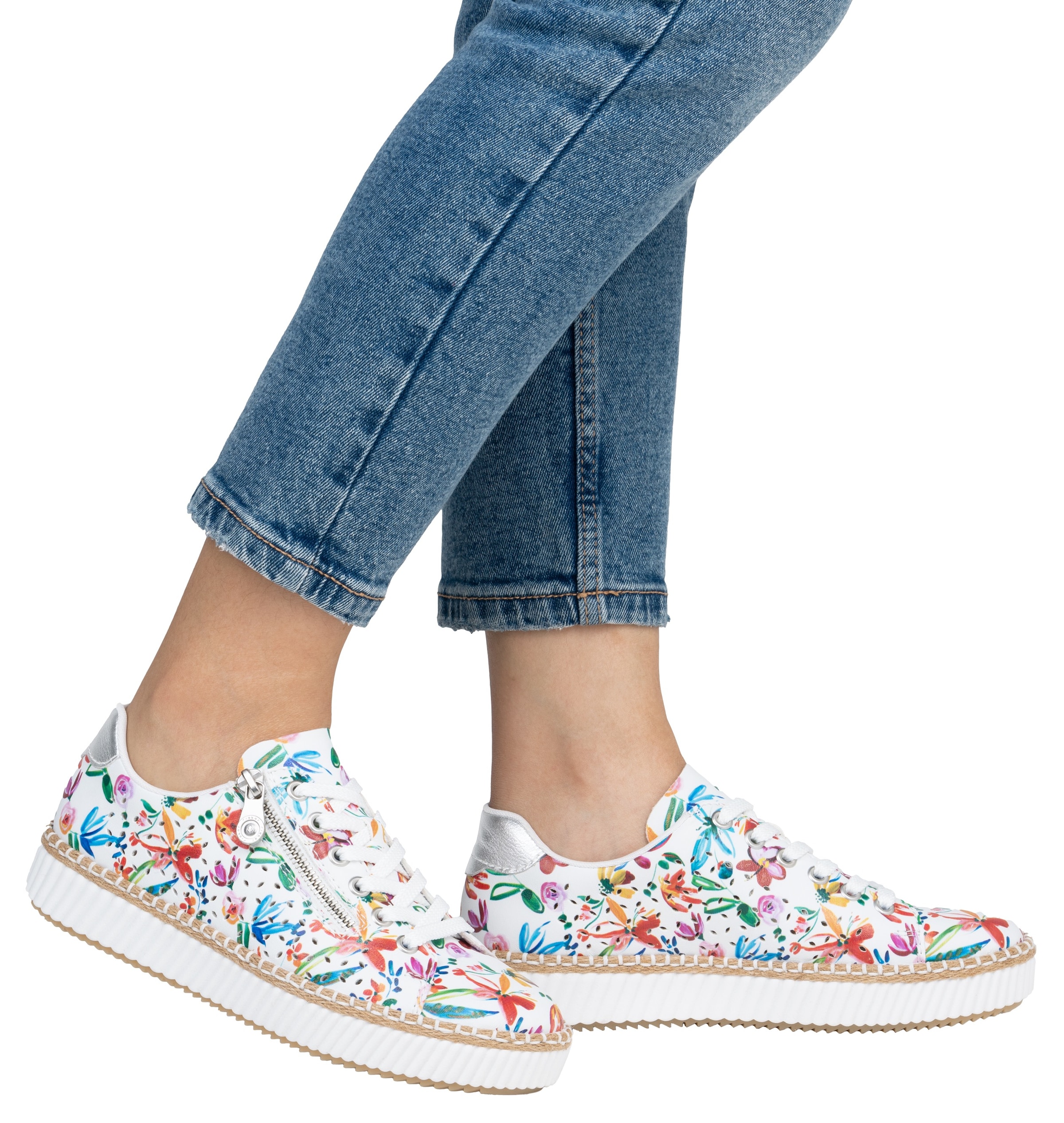 Rieker Plateausneaker, Schnürschuh, Halbschuh, Sneaker mit seitlichem Reißverschluss