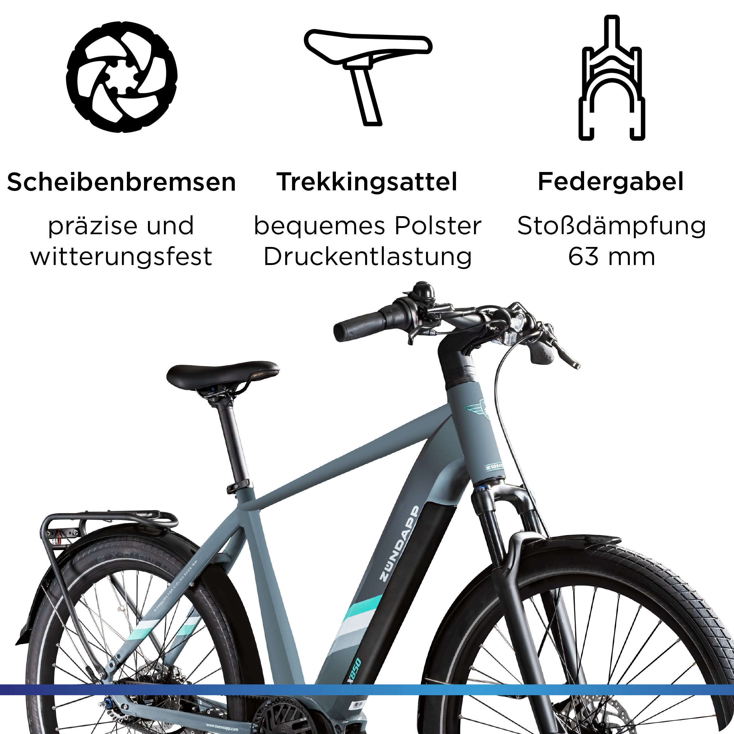 Zündapp E-Bike »X850«, 7 Gang, Mittelmotor 250 W