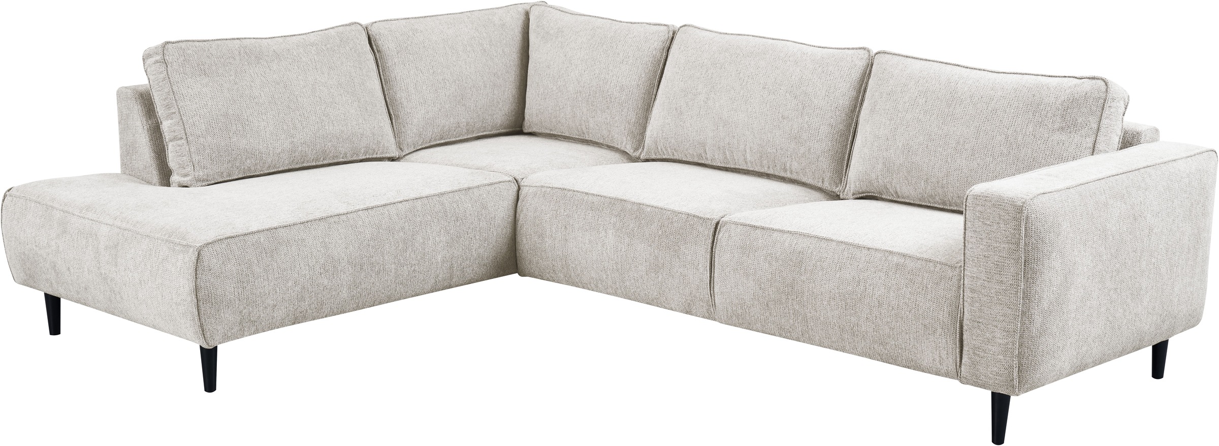 Places of Style Ecksofa »Fumone, Lederoptik oder Soft-Touch Chenille«, Breite 260, mit schwarzen Massivholzfüßen