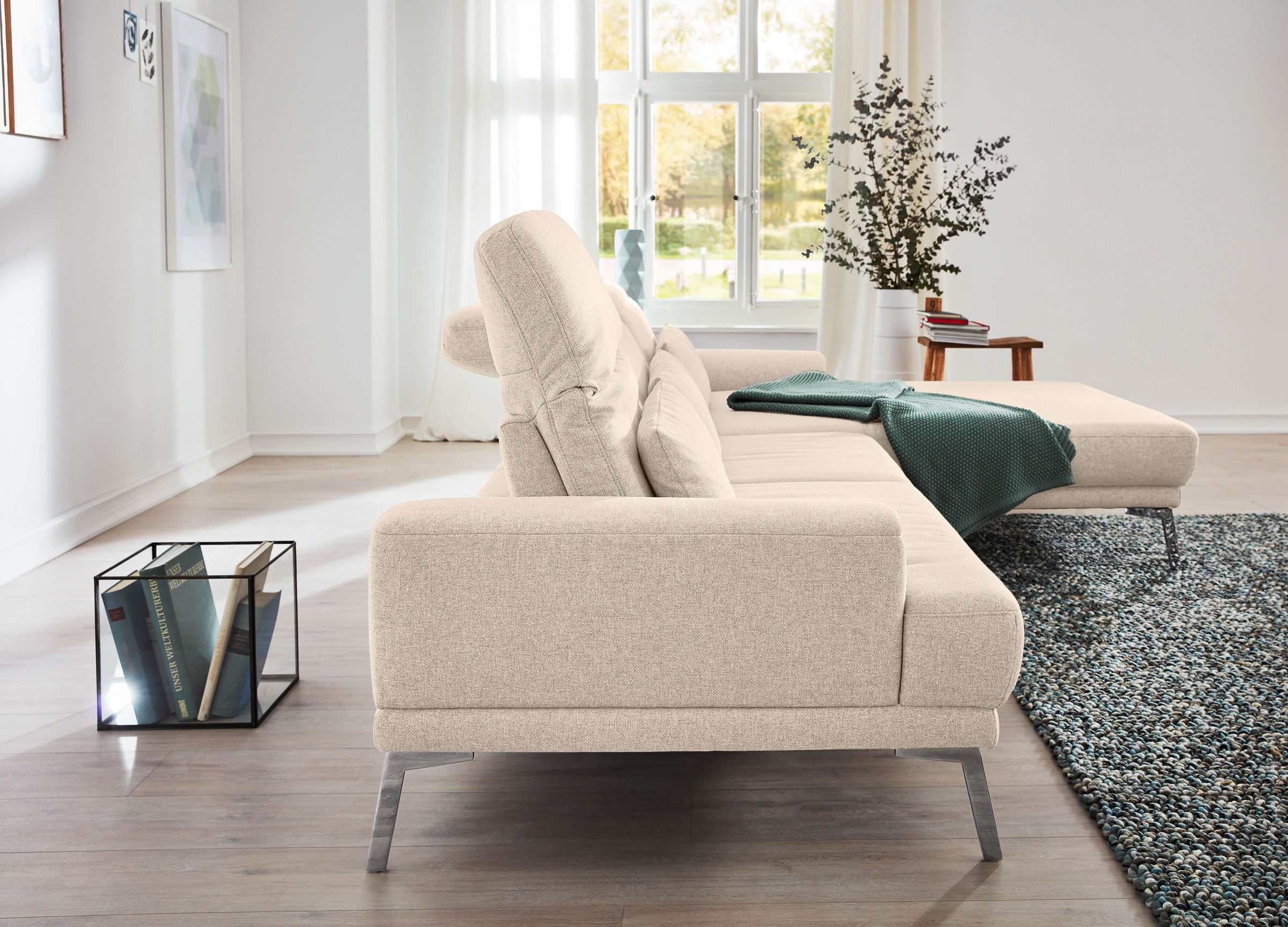 Musterring Ecksofa »MR 4580«, mit Kopf- und Sitztiefenverstellung, Metallfuß chrom, 288 x 193/220cm