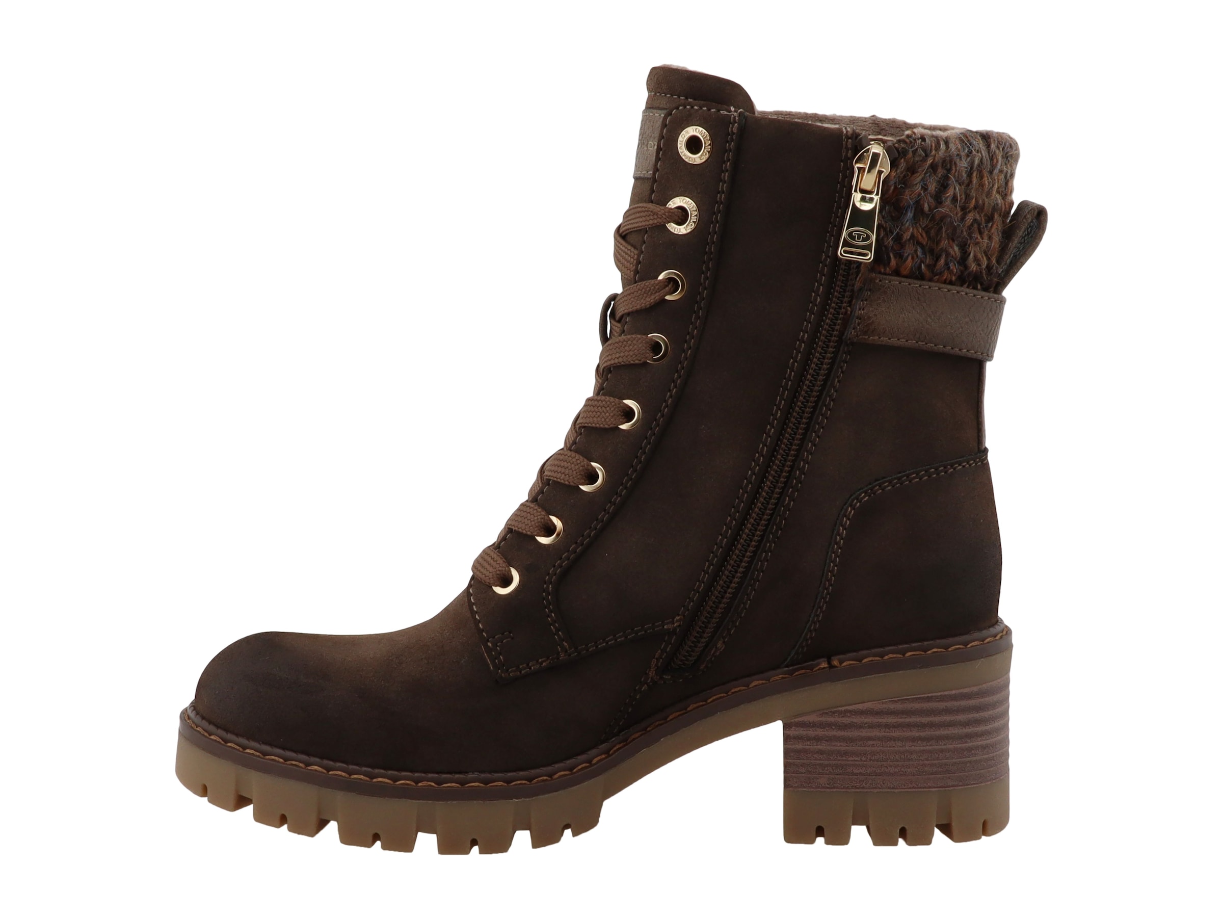 TOM TAILOR Schnürstiefelette  Blockabsatz, Schnürboots mit mit Zierschnalle und Zierrreißverschluss