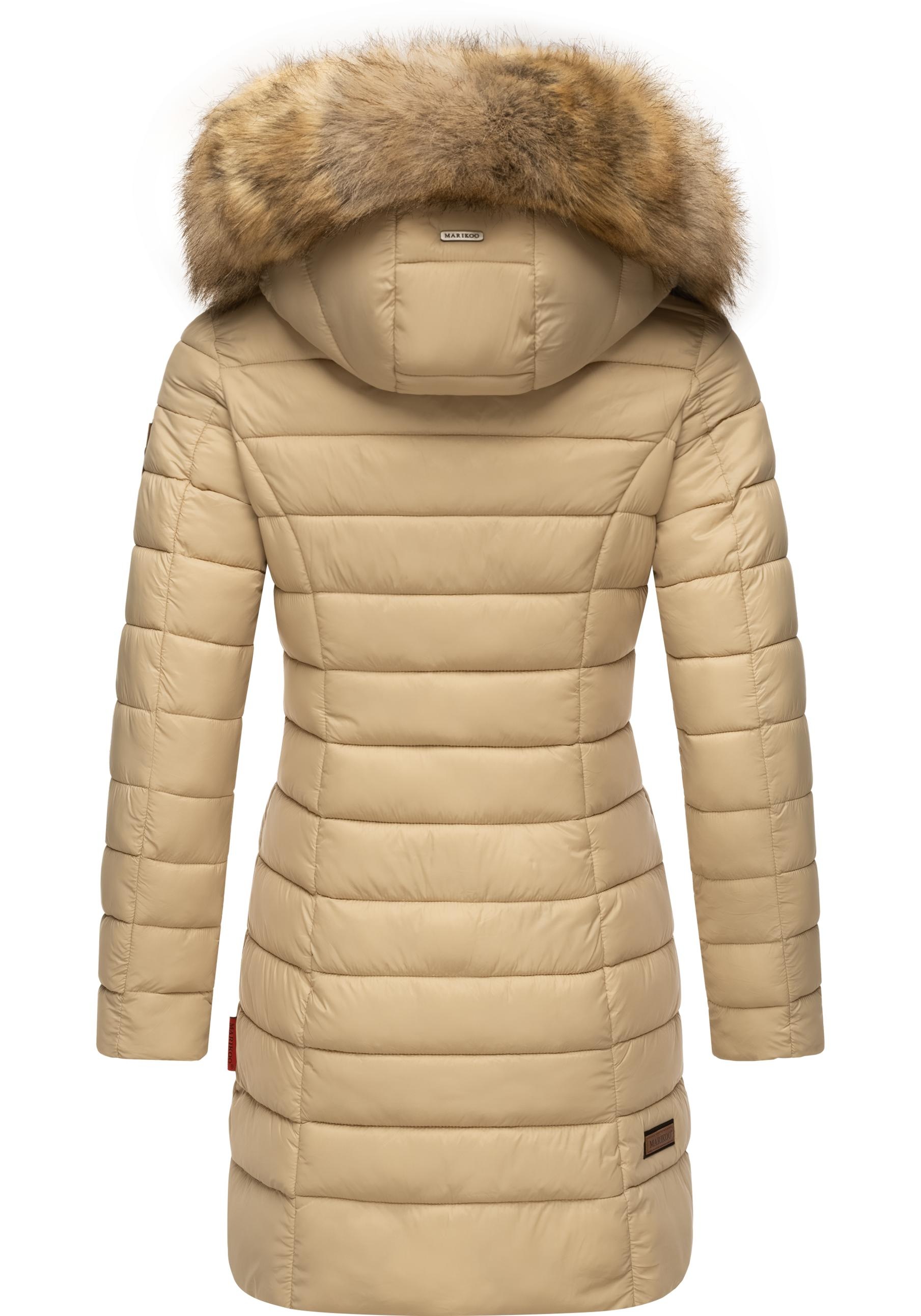 Marikoo Steppmantel »Rose-Stepp«, zeitloser Winterparka mit großer Kunstfellkapuze
