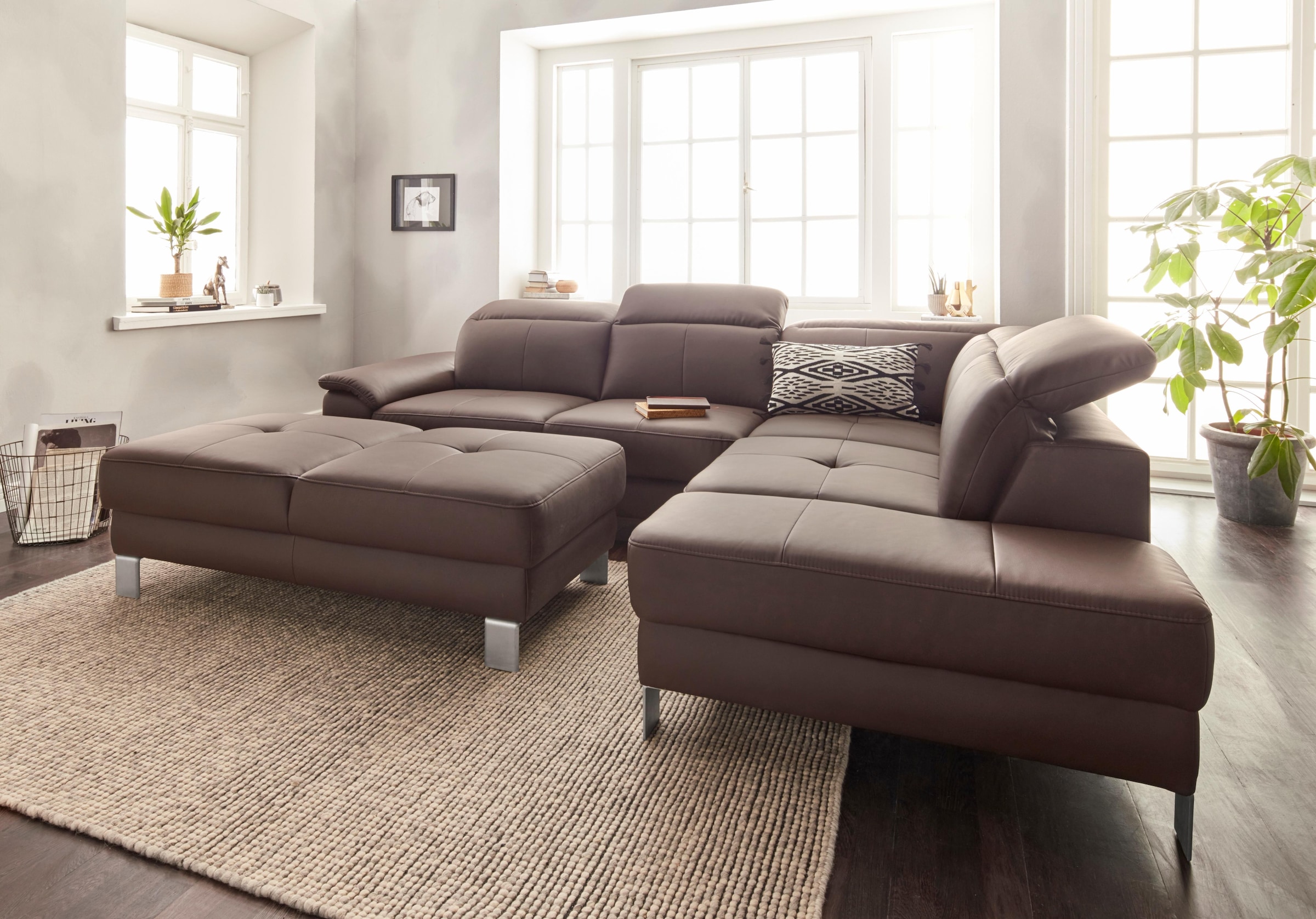 exxpo - sofa fashion Ecksofa »Mantua, L-Form«, mit Kopf- bzw. Rückenverstellung, Bettfunktion u. Bettkasten
