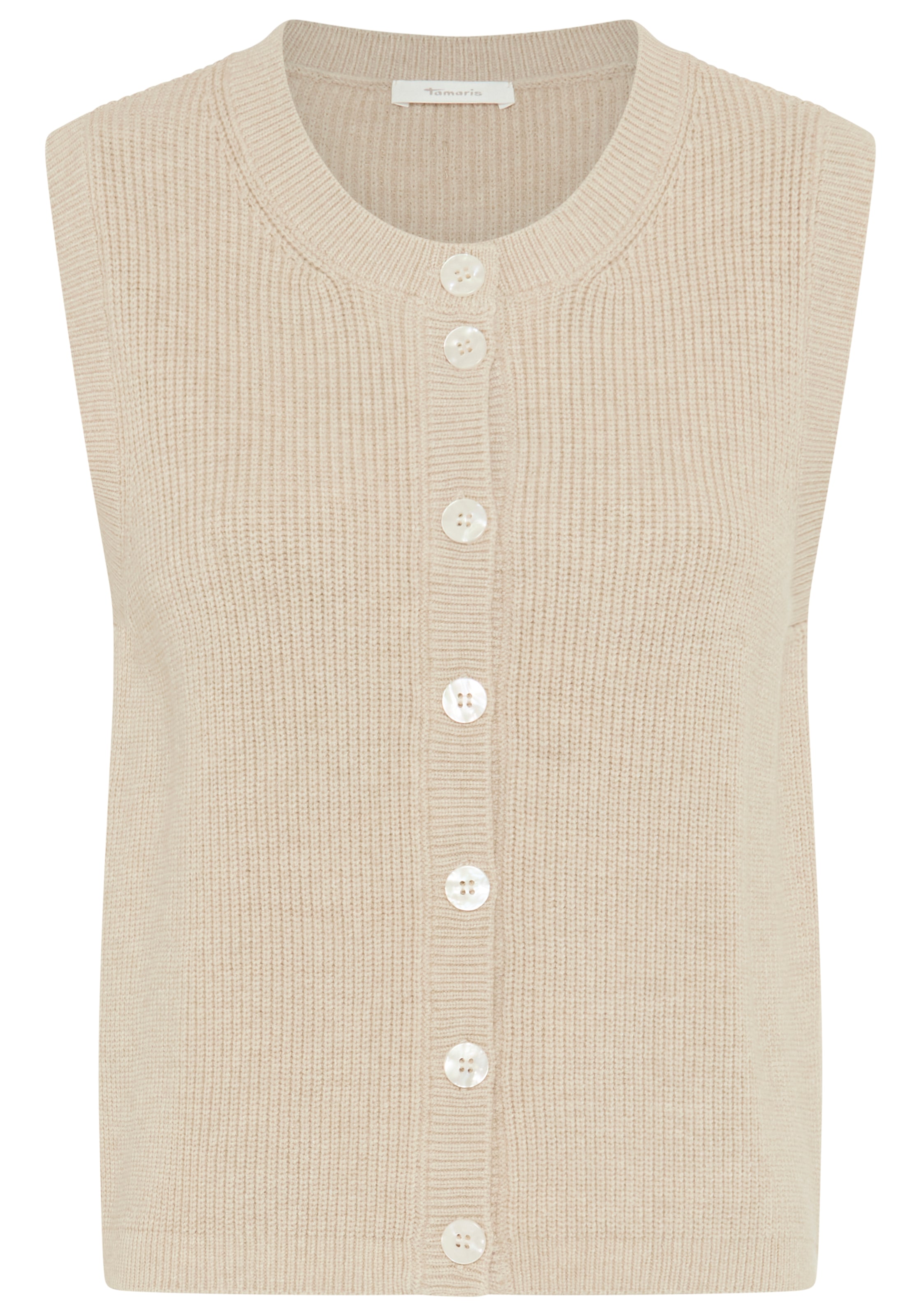 Tamaris Kurzarmpullover mit trendigem Schnitt und Knopfleiste