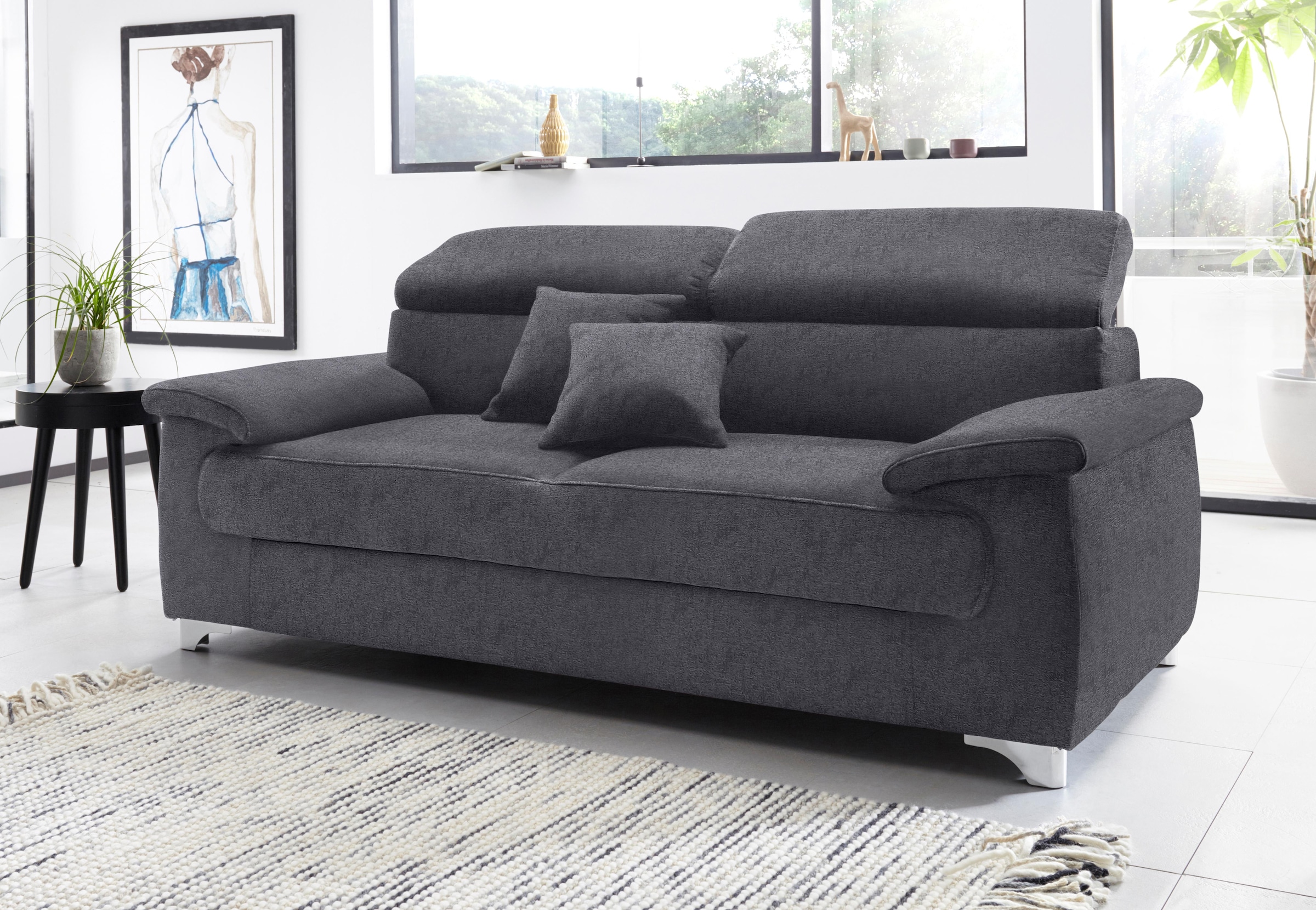 DOMO collection 2,5-Sitzer »Mira inklusive Kopfteilverstellung für mehr Wohlfühlkomfort«, elegant und modern, komfortabel, frei im Raum stellbar