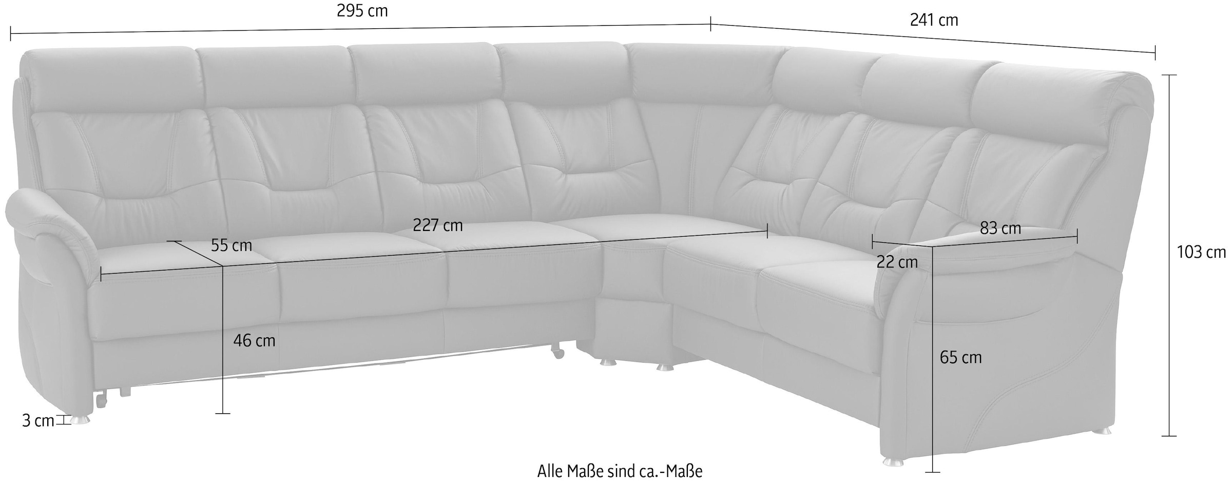 Places of Style Ecksofa »Sardinien L-Form«, mit Kopfteilverstellung, wahlweise mit Bettfunktion
