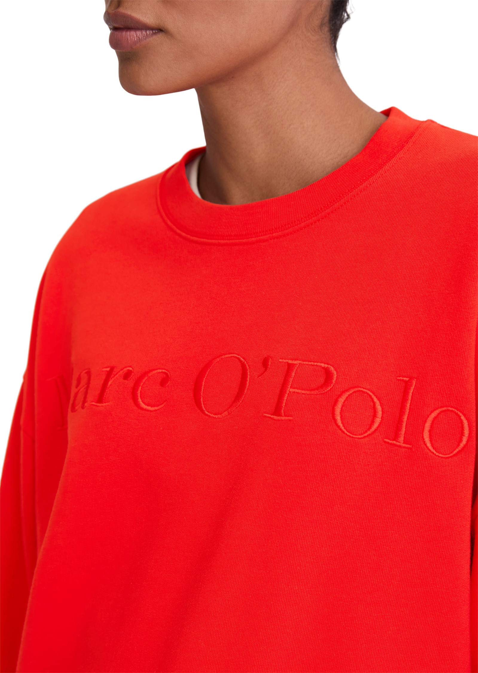 Sweatshirt MARC O'POLO "aus Organic Cotton", Damen, Gr. XL, bright rot, Obermaterial: 100% Baumwolle, unifarben, relaxed fit, Rundhals, Rippbündchen, Sweatshirts Sweatshirt 3