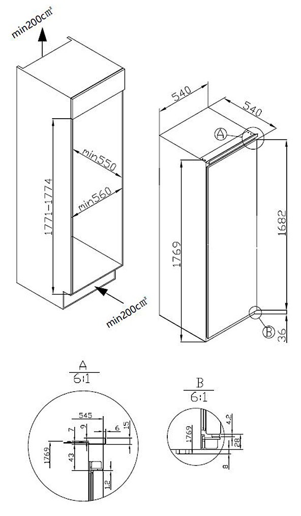Amica Einbaukühlschrank »EKSS 367 210«, Inverter Kompressor