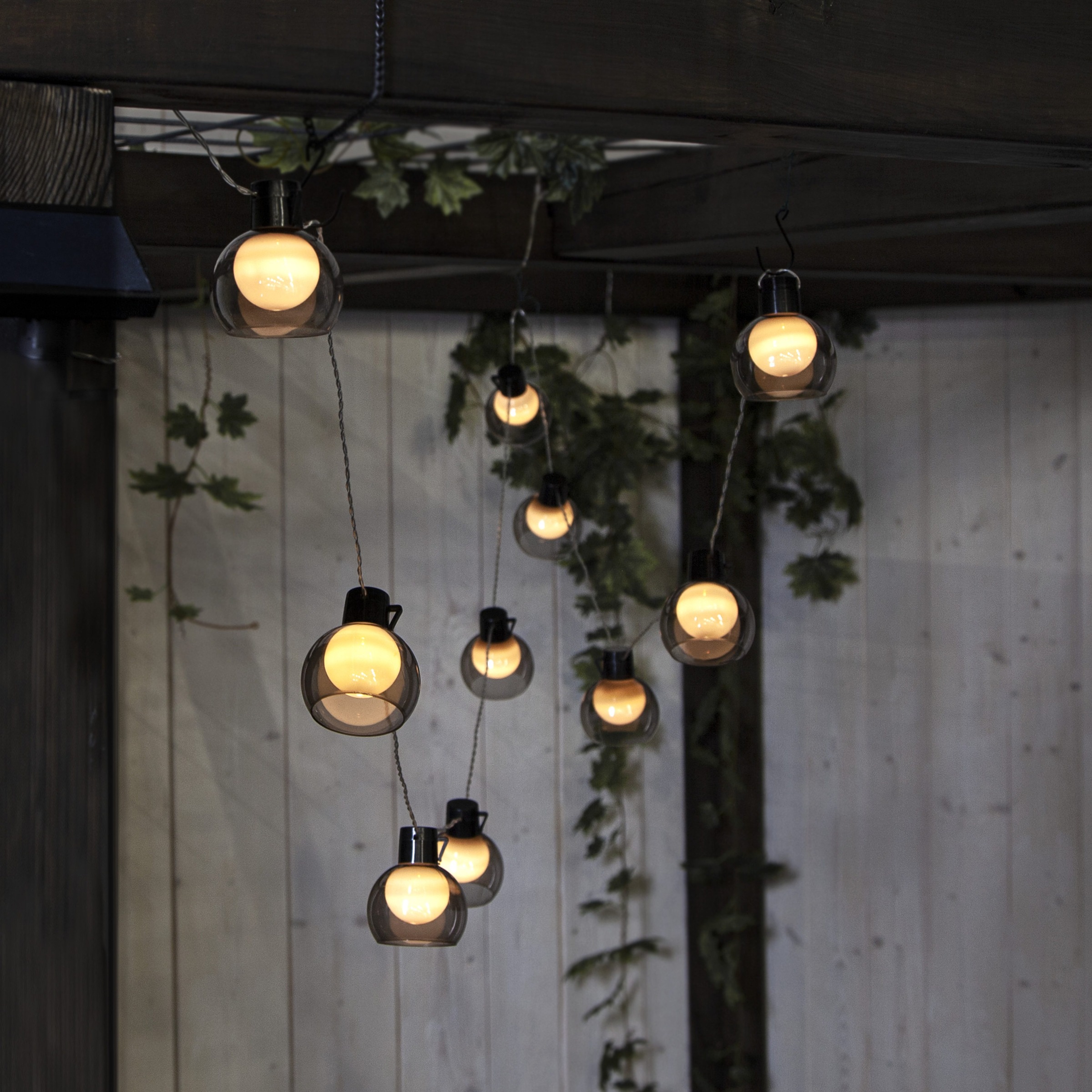 Parforce Traditional Hunting LED-Lichterkette »Smoky« 10 Stk.-flammig Ø 7 cm, ca. 2,7 m + 2 m Zuleitung, Kunststoff, Akku, outdoor
