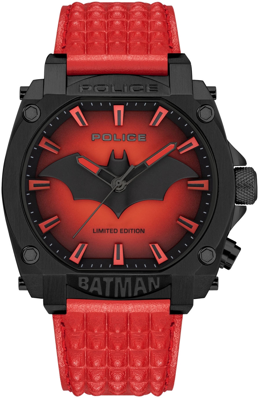 Police Quarzuhr »BATMAN«, Armbanduhr, Herrenuhr, Lederarmband, limited Edition