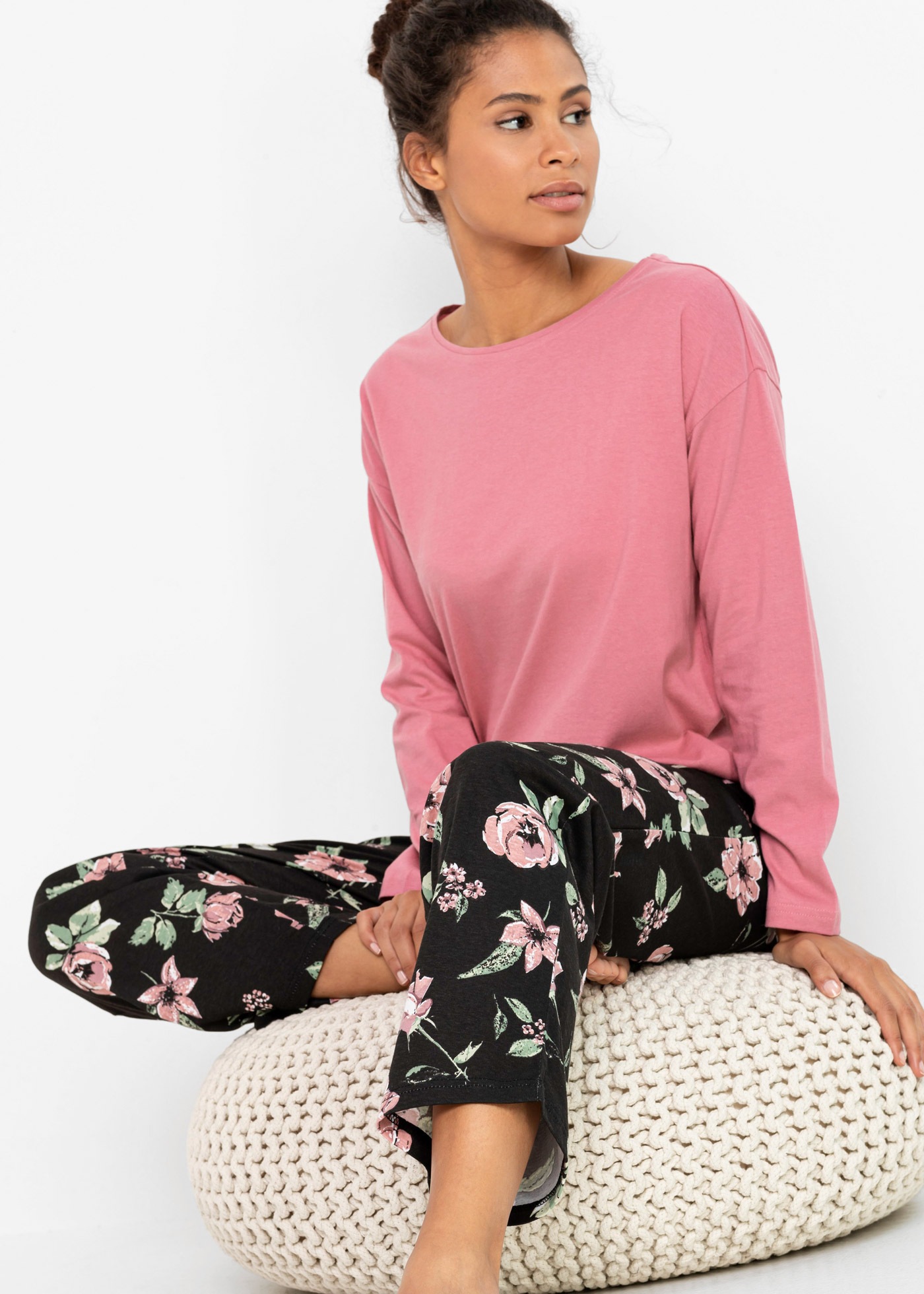 bonprix Pyjama Set, bequeme Passform, aus Baumwolle, zweiteiliges Set, casu günstig online kaufen