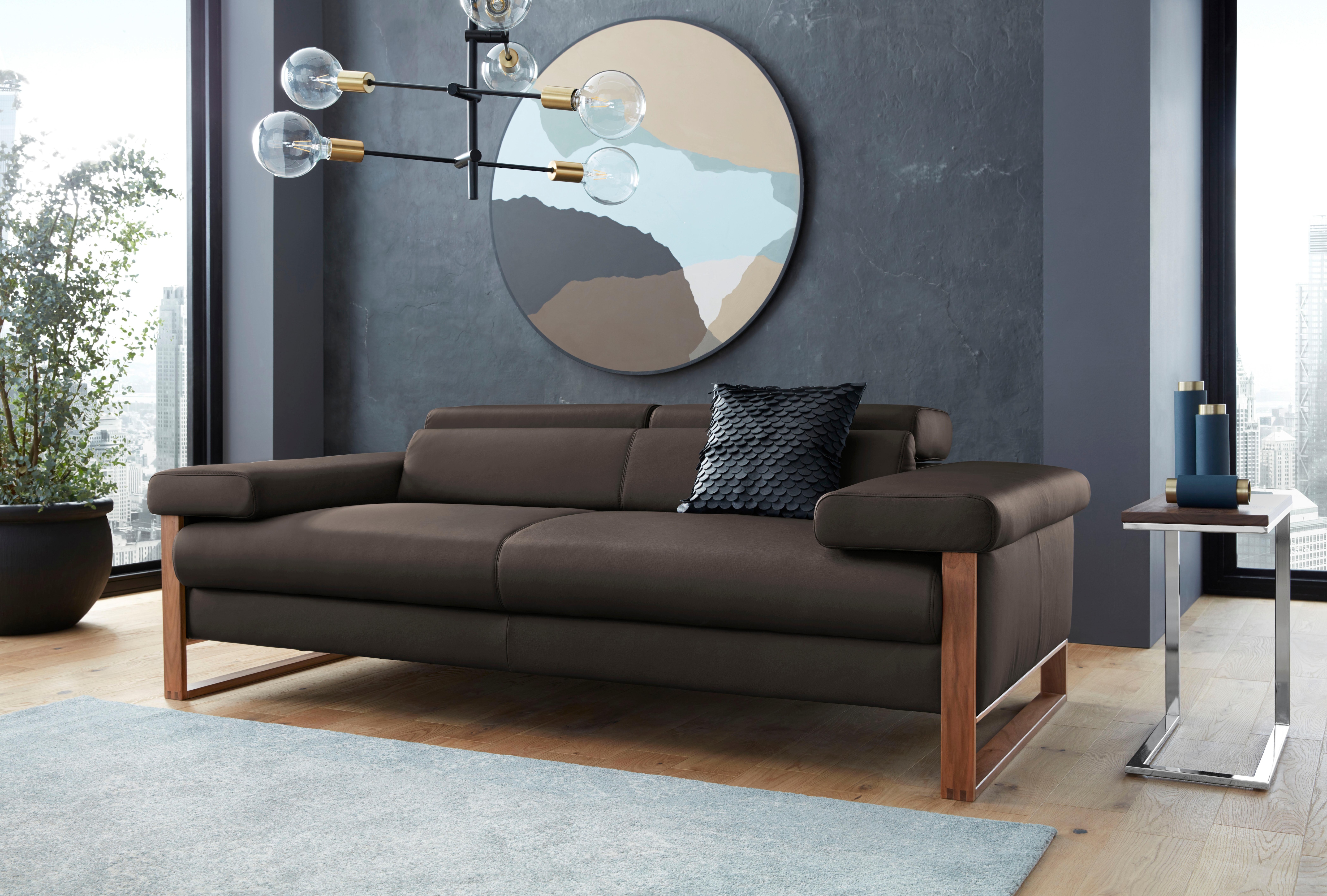 W.SCHILLIG 2-Sitzer "finn wahlw. mit Sitztiefenverstellung & Kopfstützenverstellung, bequem" German Design Award 2016, Fußgestell Nussbaum natur, Breite 210 cm