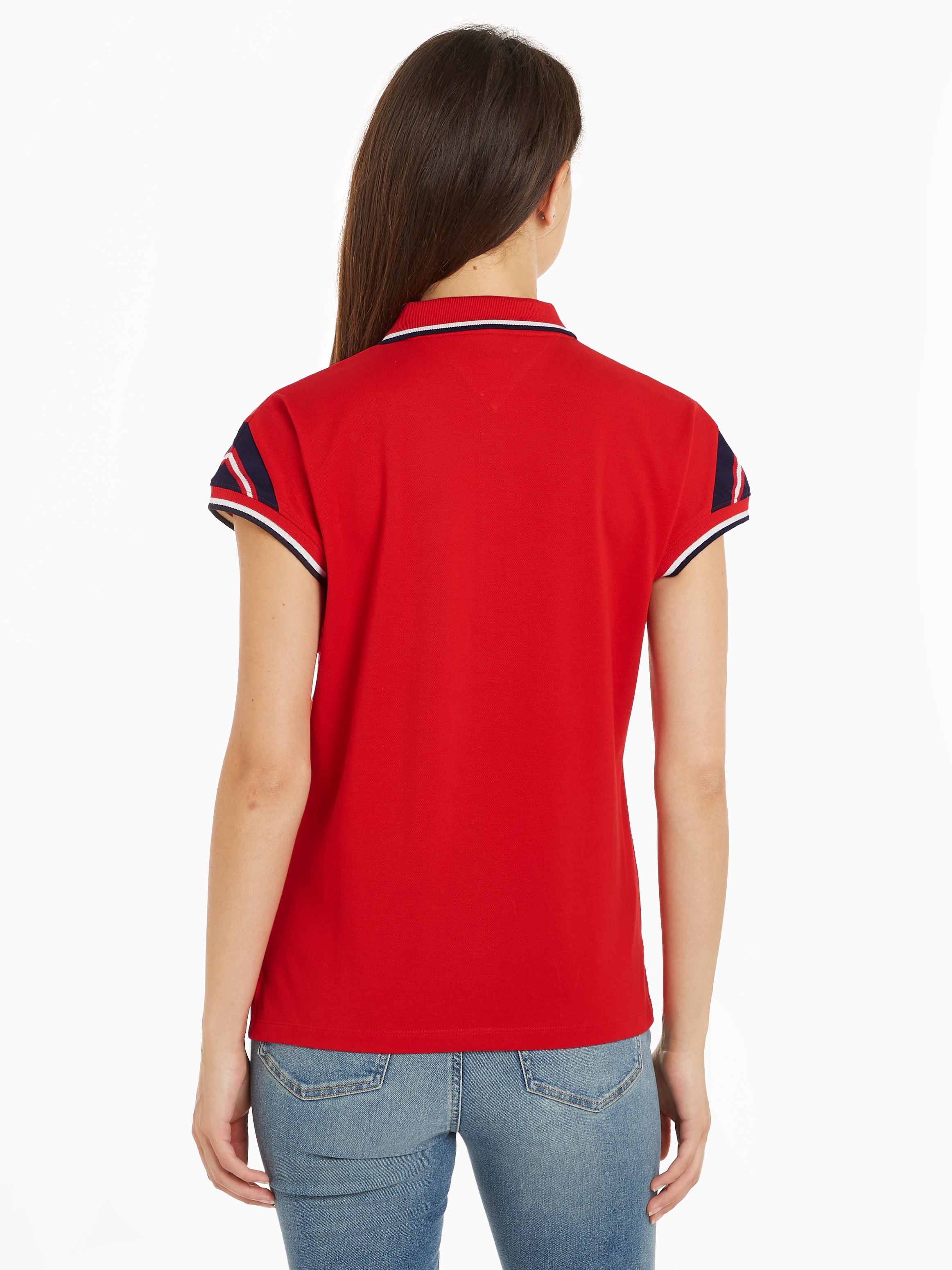 Tommy Hilfiger Poloshirt »REG STRIPE SLV POLO CAP SLEEVE« mit kontrastfarbenen Einsätzen