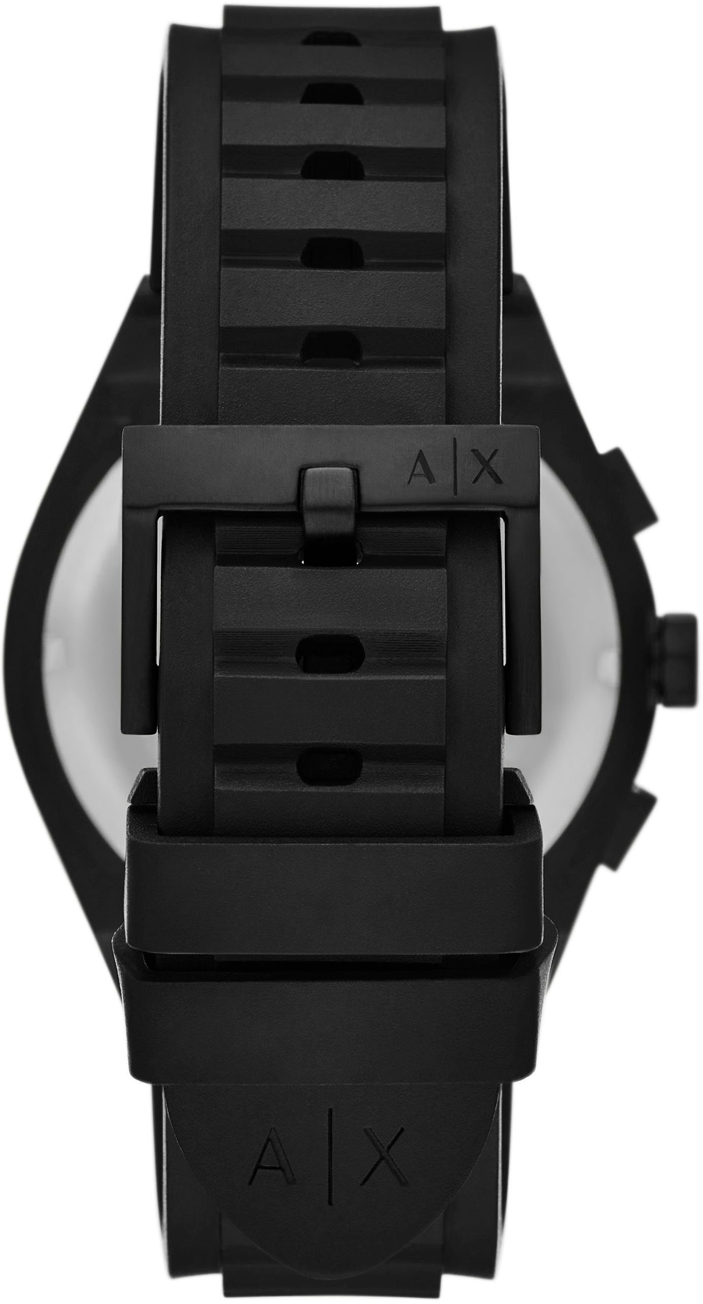 ARMANI EXCHANGE Chronograph »SYNC«, (Set, 2 tlg., mit Kofferanhänger), Quarzuhr, Armbanduhr, Herrenuhr, Silikonarmband, Geschenkidee, Tag