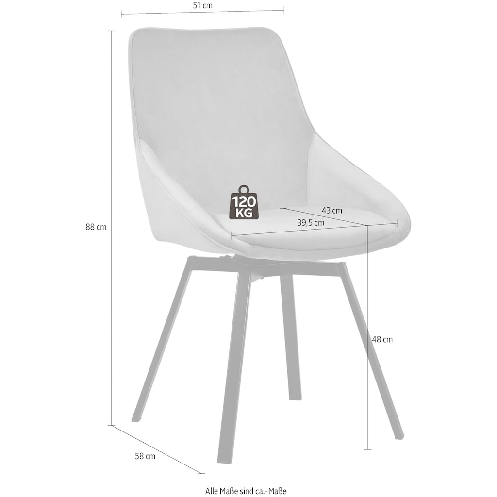 INOSIGN Esszimmerstuhl »Merisa«, (Set), Luxus-Microfaser, 2er-Set mit gepolstertem Sitz und Rückenlehne, Drehstuhl