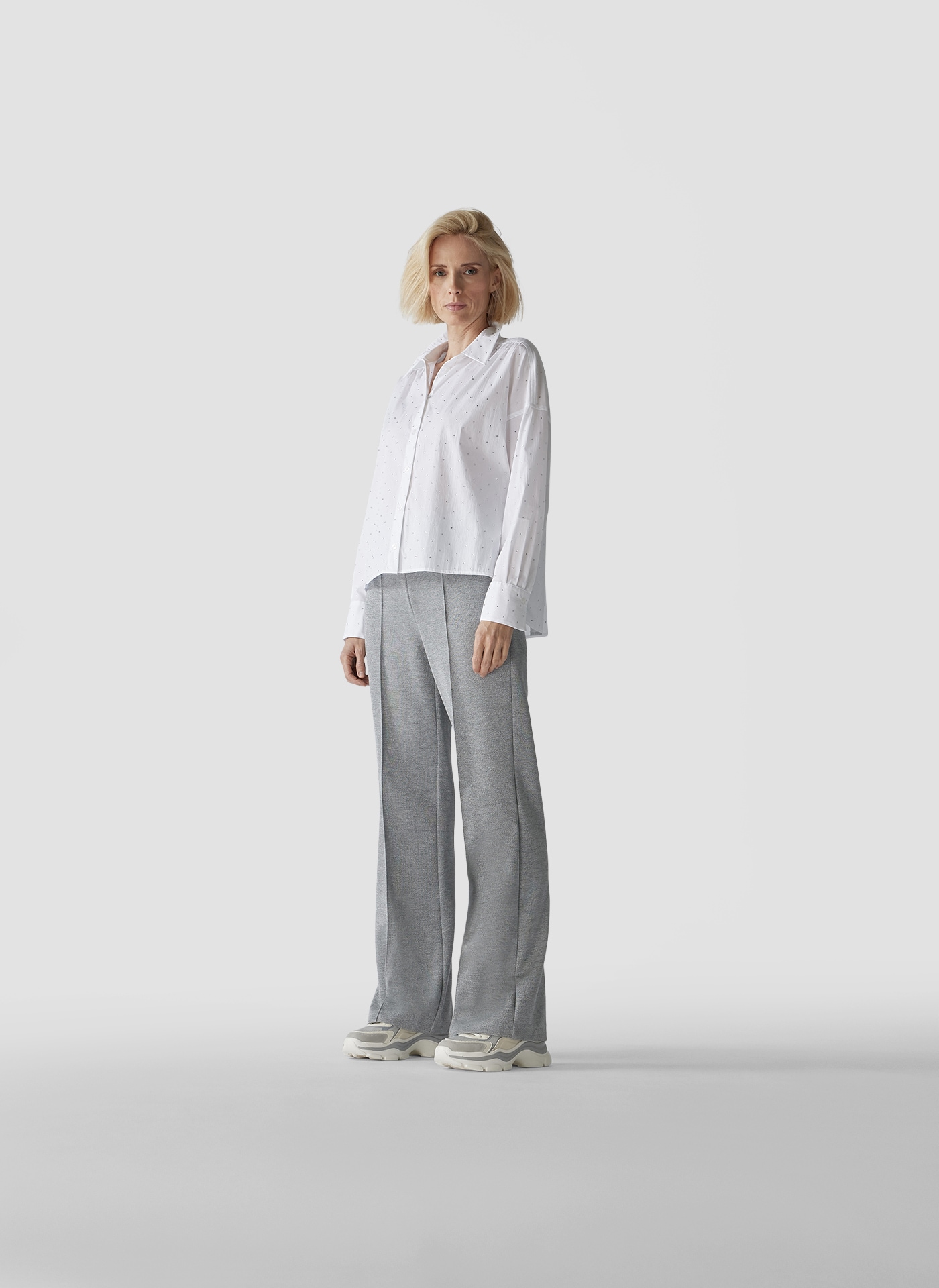 LeComte Jerseyhose »LeComte Elegante Hose in Grau mit Bügelfalte«