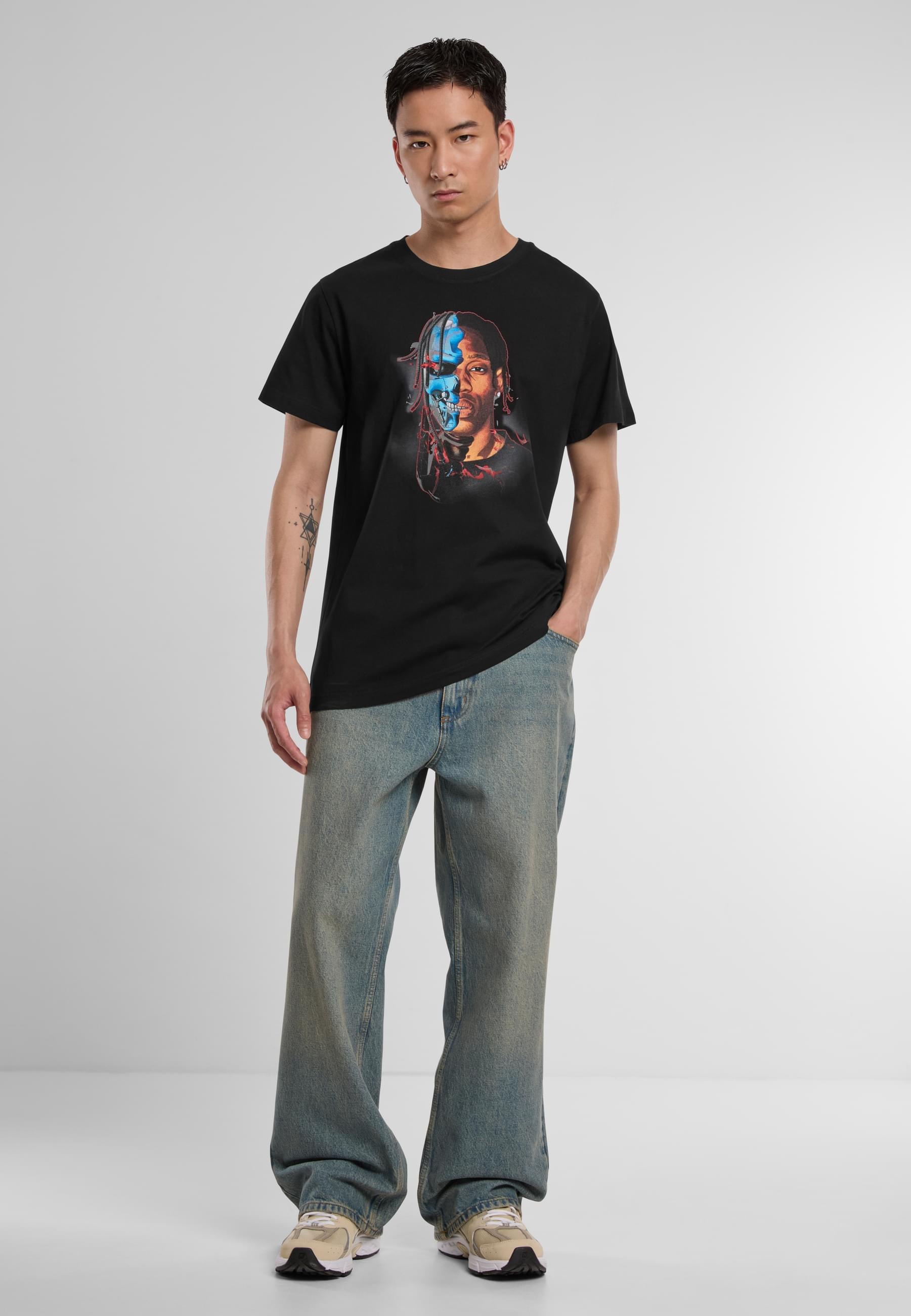 MisterTee T-Shirt »MisterTee Herren Half Face Tee«, (1 tlg.)