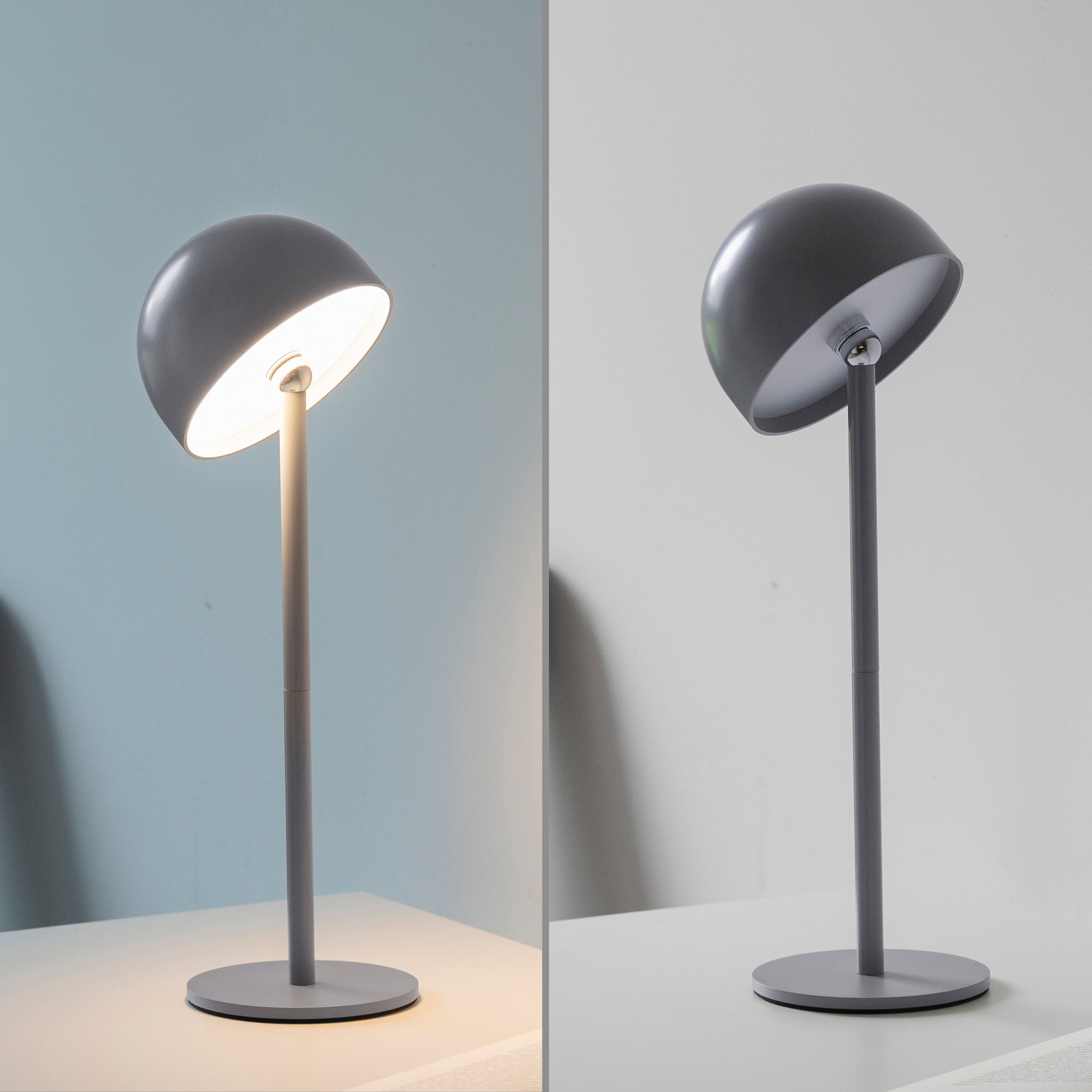 OTTO home Tischleuchte »Akku Tischlampe Gerrin Indoor Outdoor, magnetischer Flaschenaufsatz« LED-Board Warmweiß Pilzlampe Flaschenaufsatz, Regulierung der Lichtstärke, Pilz, Lampe