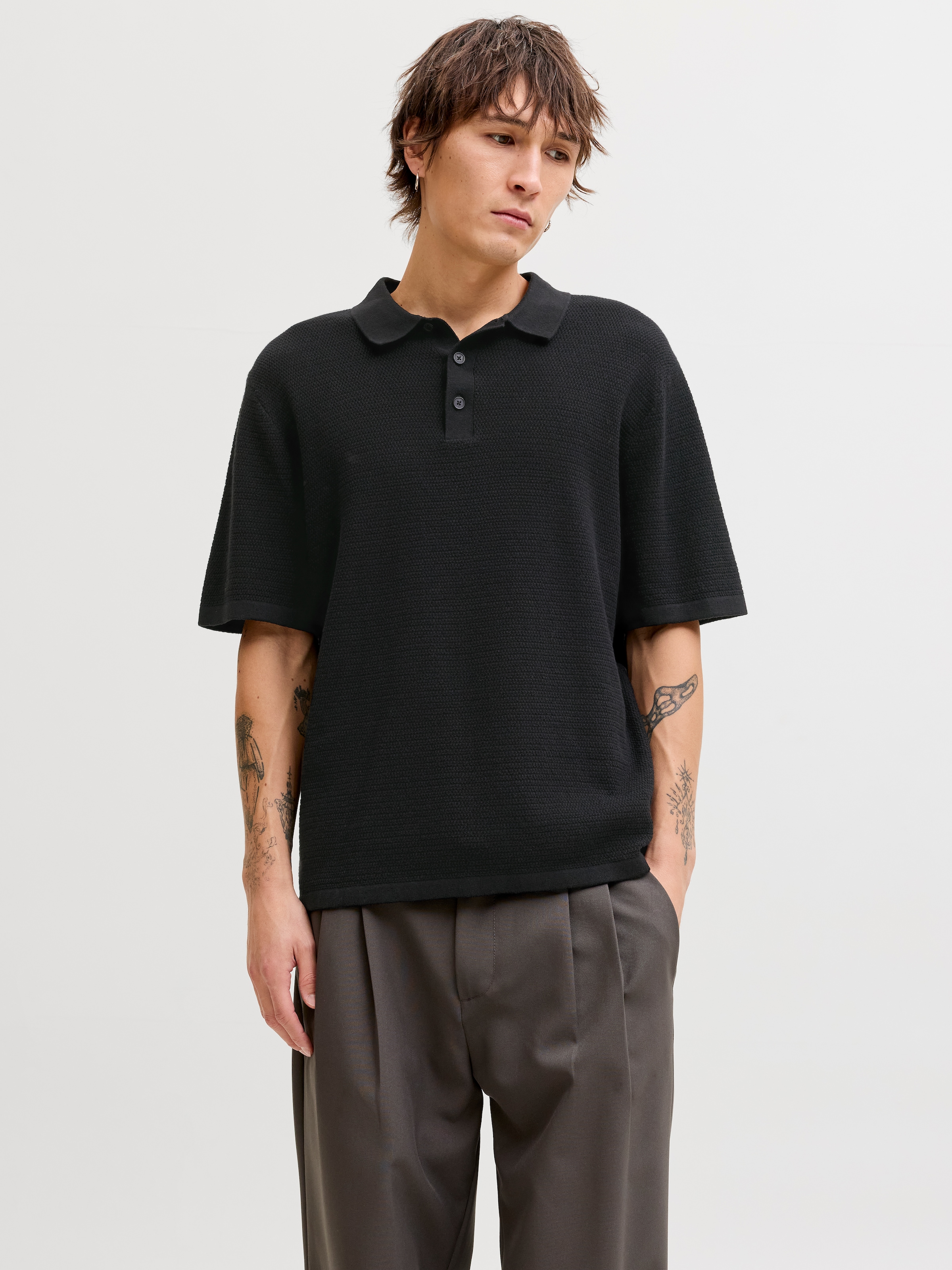 Jack & Jones Polo à Manches Courtes George Knit Polo Ss Sn Black L Homme 4