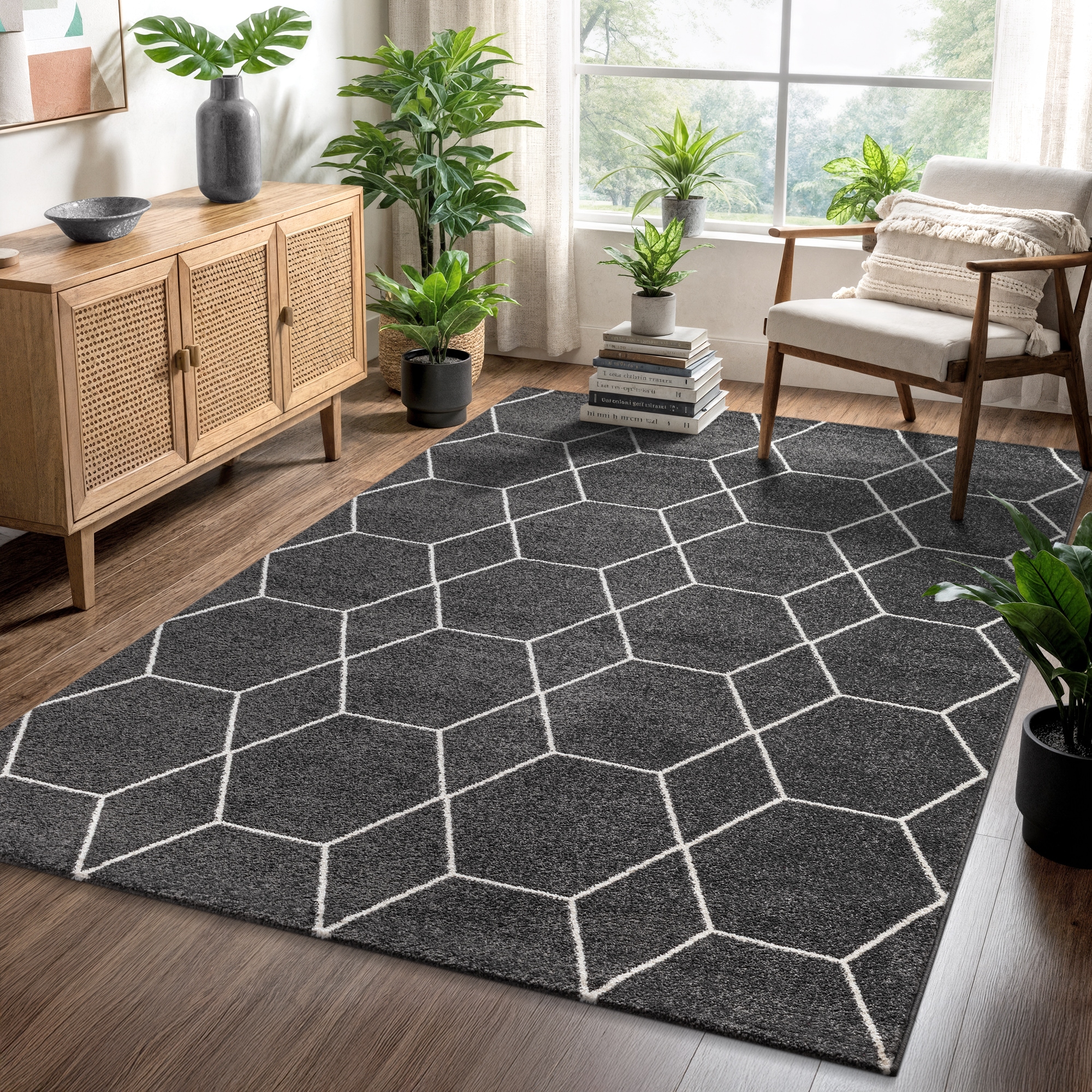 Sanat Teppich "Trellis, auch als Läufer und Rund" rechteckig 10 mm Höhe Kurzflor, skandi, boho, große Farbauswahl, alle Räume