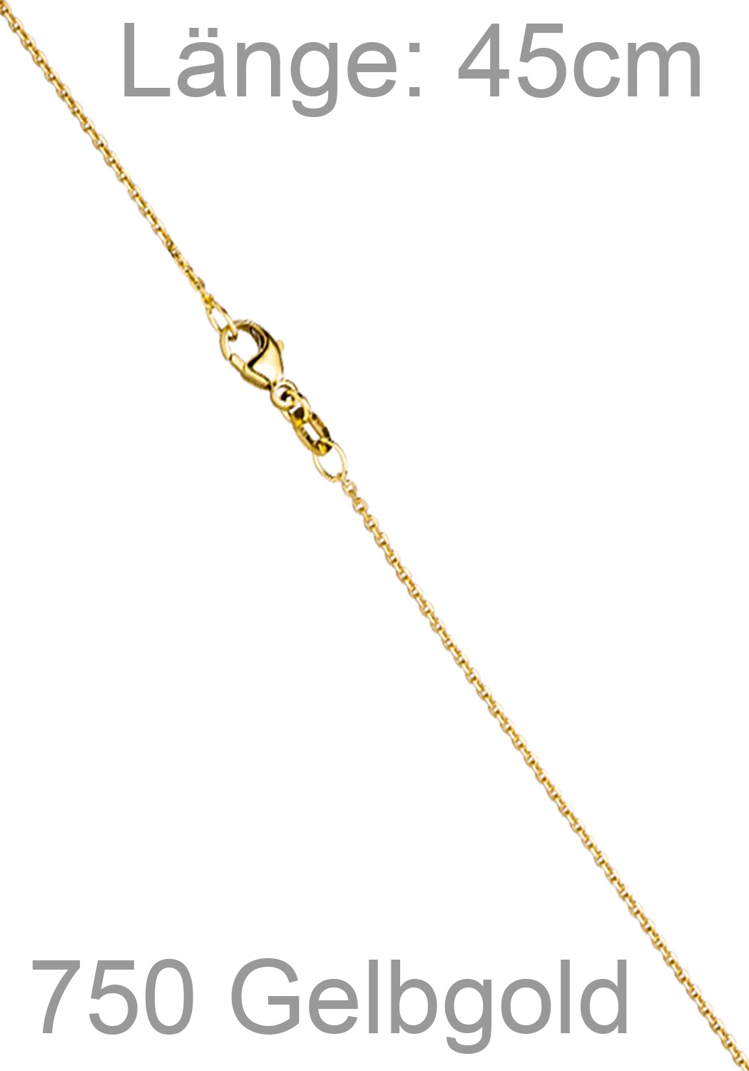 Kette ohne Anhänger JOBO "Ankerkette", gelb (gelbgold 750), Halsketten, Damen, Gelbgold 750, L: 45, 750 Gold 1,3 mm 45 cm 2