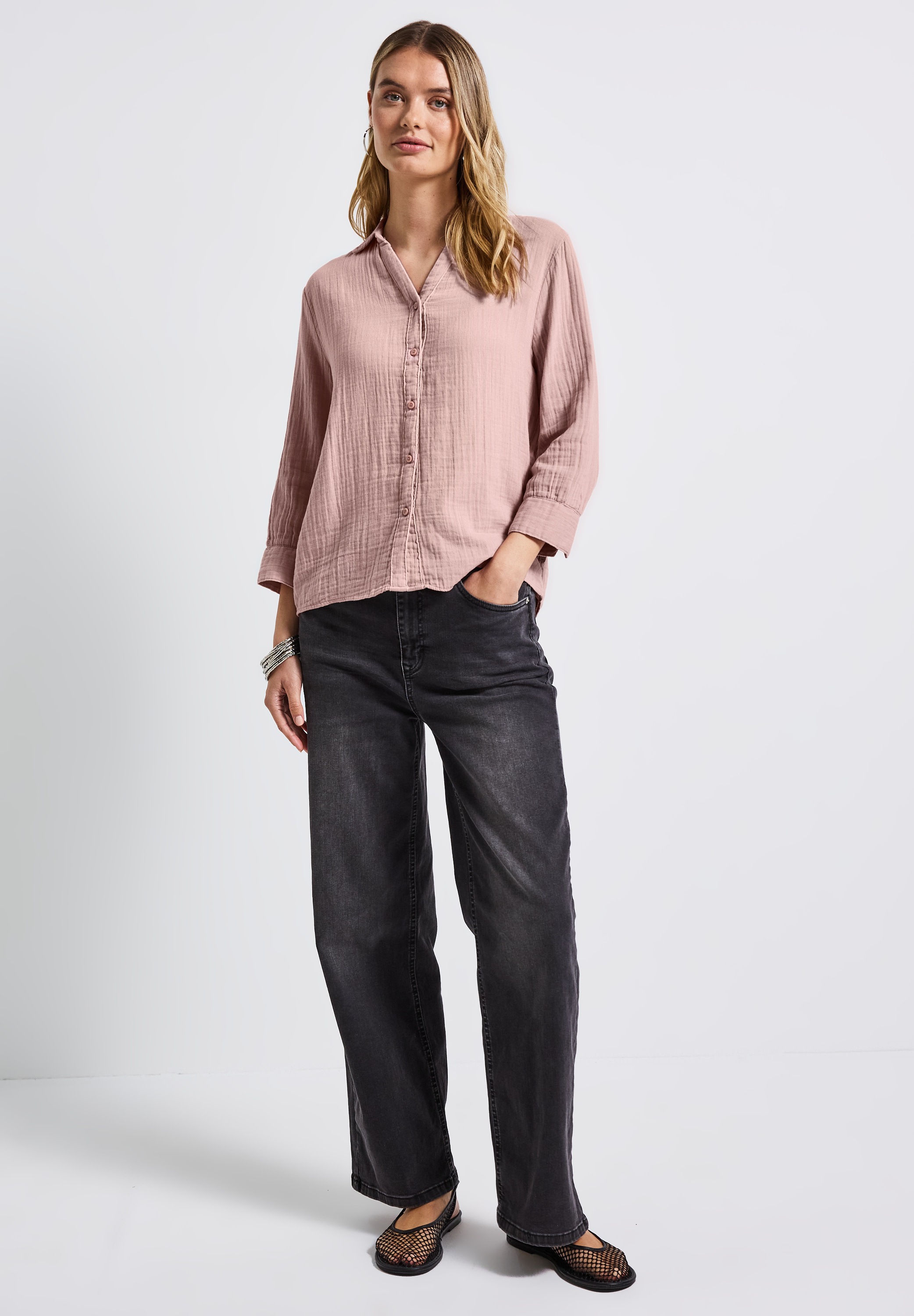 STREET ONE Hemdbluse, aus reiner Baumwolle